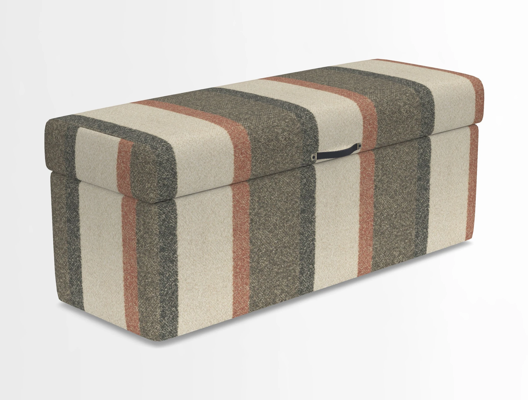 Birdham medium blanket box in Spill Resistant Gertrude Jekyll Ornamental Duck Egg and Alwinton 3 seater sofa in Spill Resistant Sussex Stripe Mocha