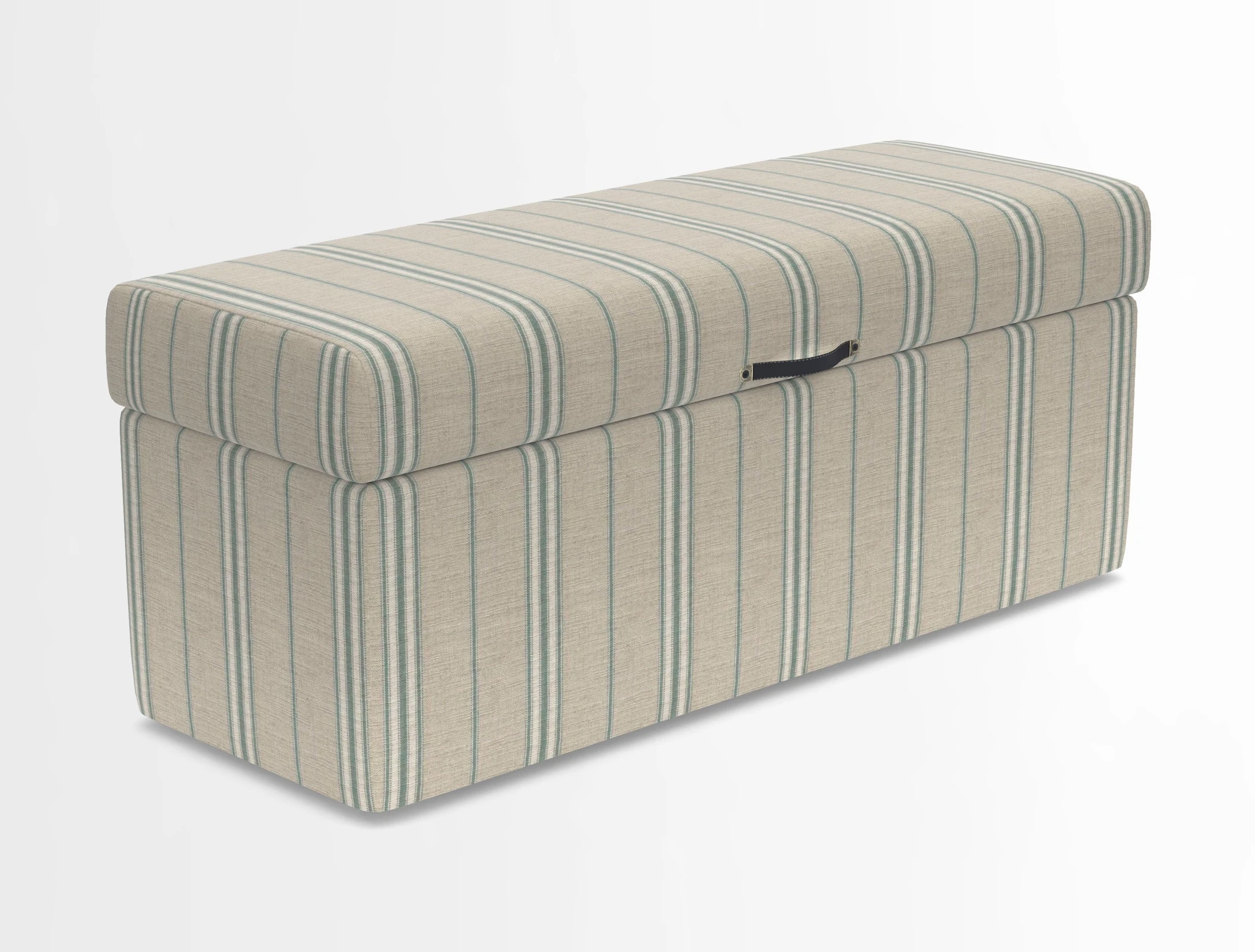 Birdham medium blanket box in Spill Resistant Gertrude Jekyll Ornamental Duck Egg and Alwinton 3 seater sofa in Spill Resistant Sussex Stripe Mocha