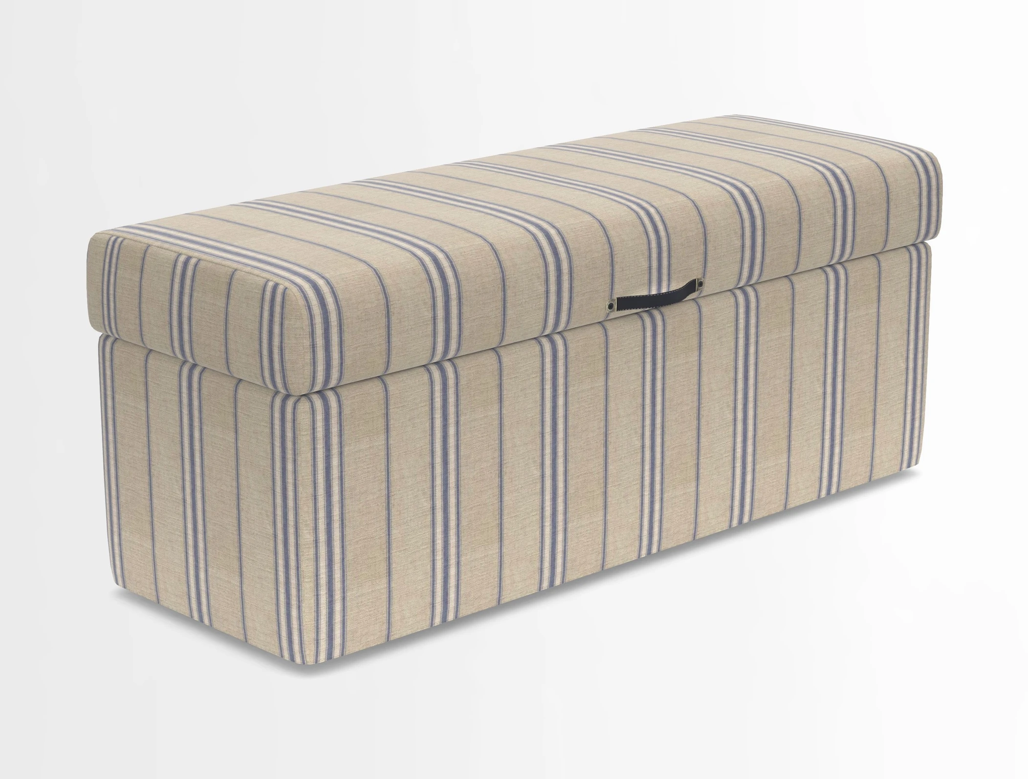 Birdham medium blanket box in Spill Resistant Gertrude Jekyll Ornamental Duck Egg and Alwinton 3 seater sofa in Spill Resistant Sussex Stripe Mocha
