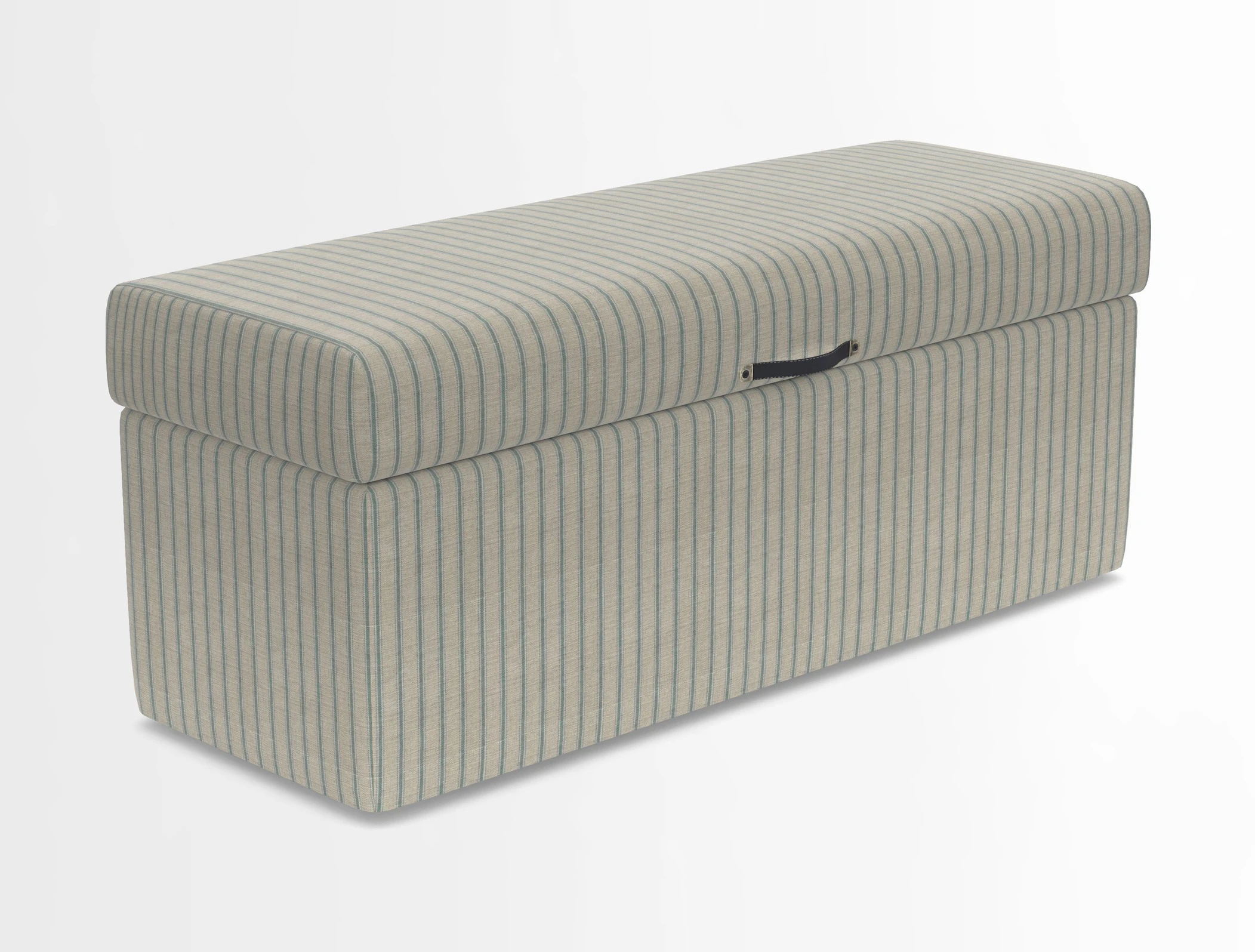 Birdham medium blanket box in Spill Resistant Gertrude Jekyll Ornamental Duck Egg and Alwinton 3 seater sofa in Spill Resistant Sussex Stripe Mocha