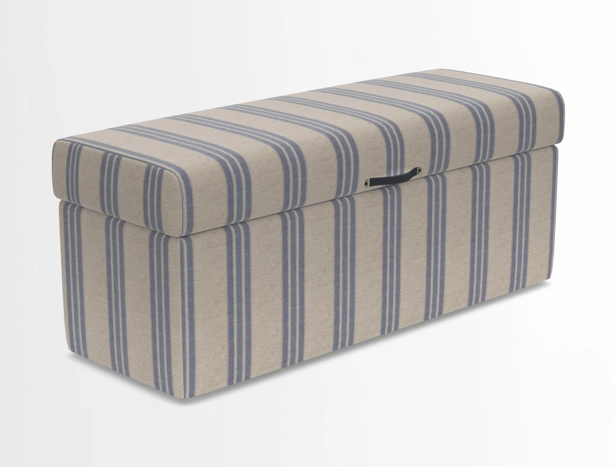 Birdham medium blanket box in Spill Resistant Gertrude Jekyll Ornamental Duck Egg and Alwinton 3 seater sofa in Spill Resistant Sussex Stripe Mocha