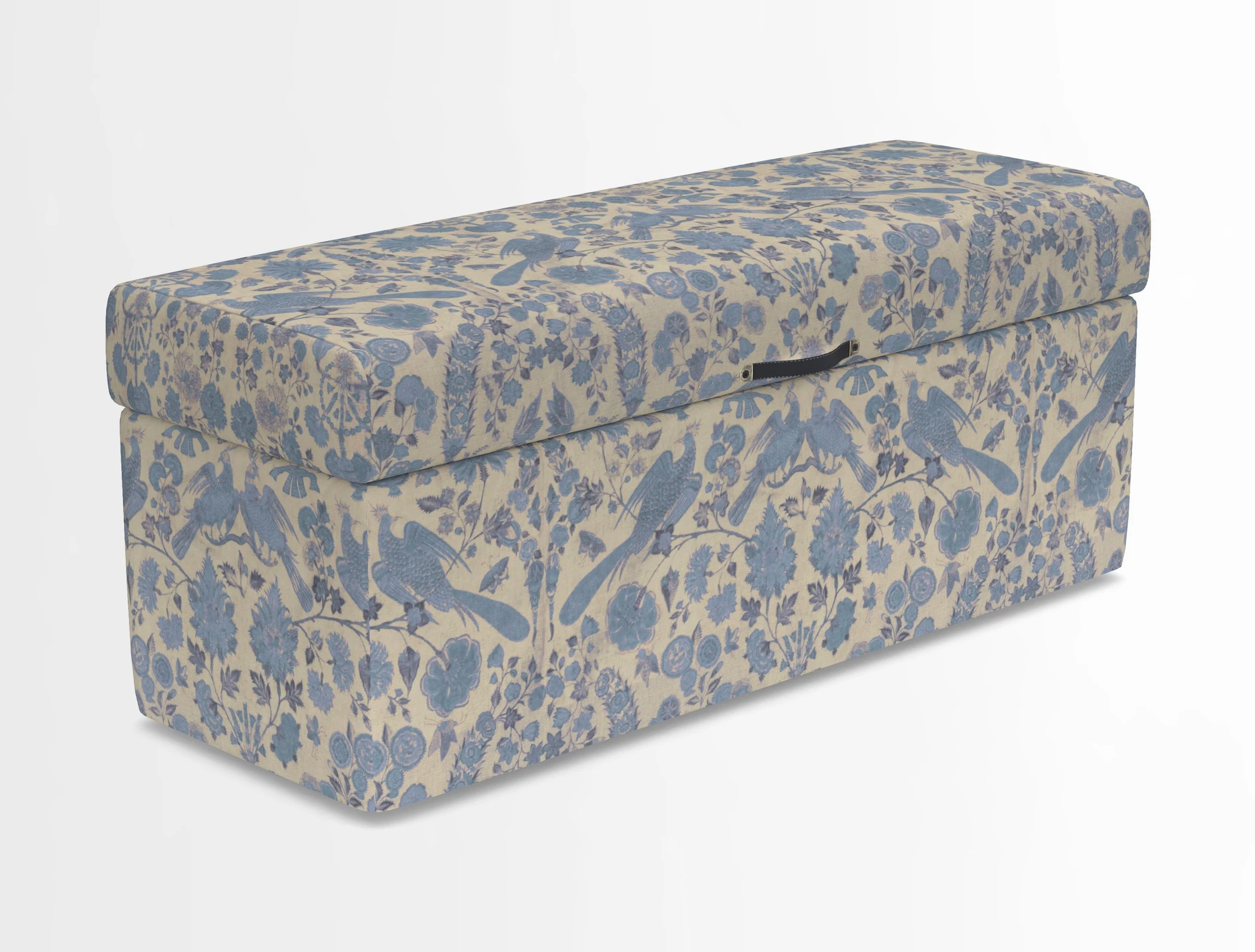 Birdham medium blanket box in Spill Resistant Gertrude Jekyll Ornamental Duck Egg and Alwinton 3 seater sofa in Spill Resistant Sussex Stripe Mocha