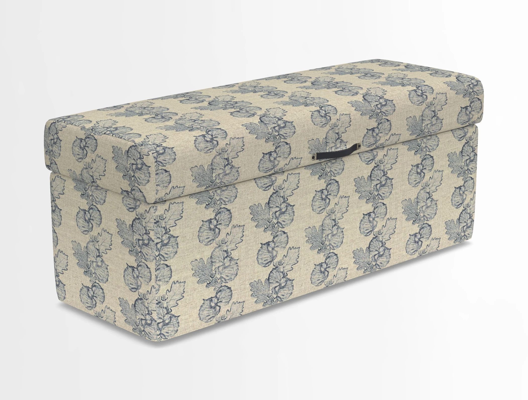 Birdham medium blanket box in Spill Resistant Gertrude Jekyll Ornamental Duck Egg and Alwinton 3 seater sofa in Spill Resistant Sussex Stripe Mocha