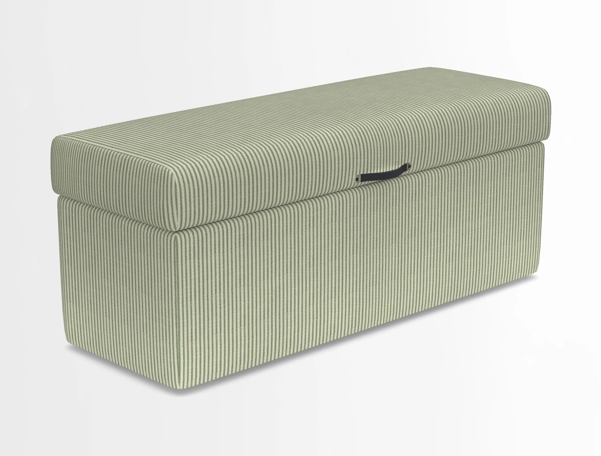 Birdham medium blanket box in Spill Resistant Gertrude Jekyll Ornamental Duck Egg and Alwinton 3 seater sofa in Spill Resistant Sussex Stripe Mocha