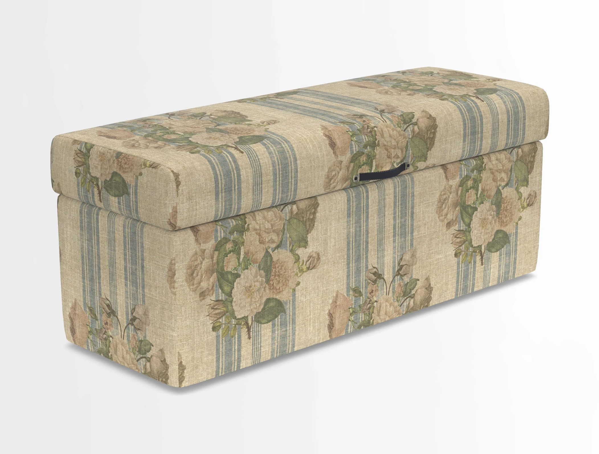 Birdham medium blanket box in Spill Resistant Gertrude Jekyll Ornamental Duck Egg and Alwinton 3 seater sofa in Spill Resistant Sussex Stripe Mocha