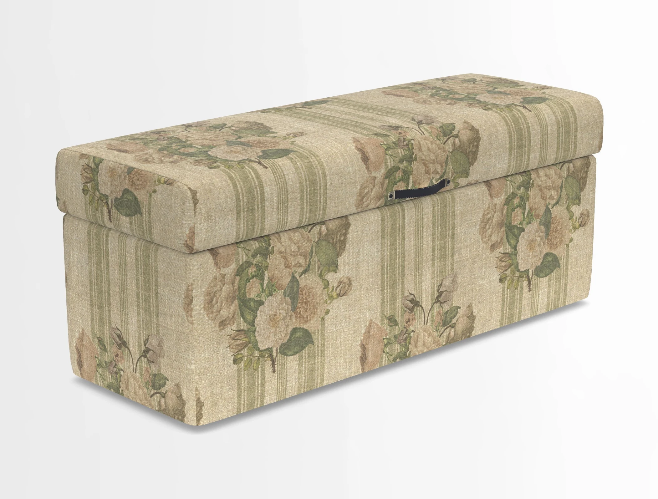 Birdham medium blanket box in Spill Resistant Gertrude Jekyll Ornamental Duck Egg and Alwinton 3 seater sofa in Spill Resistant Sussex Stripe Mocha