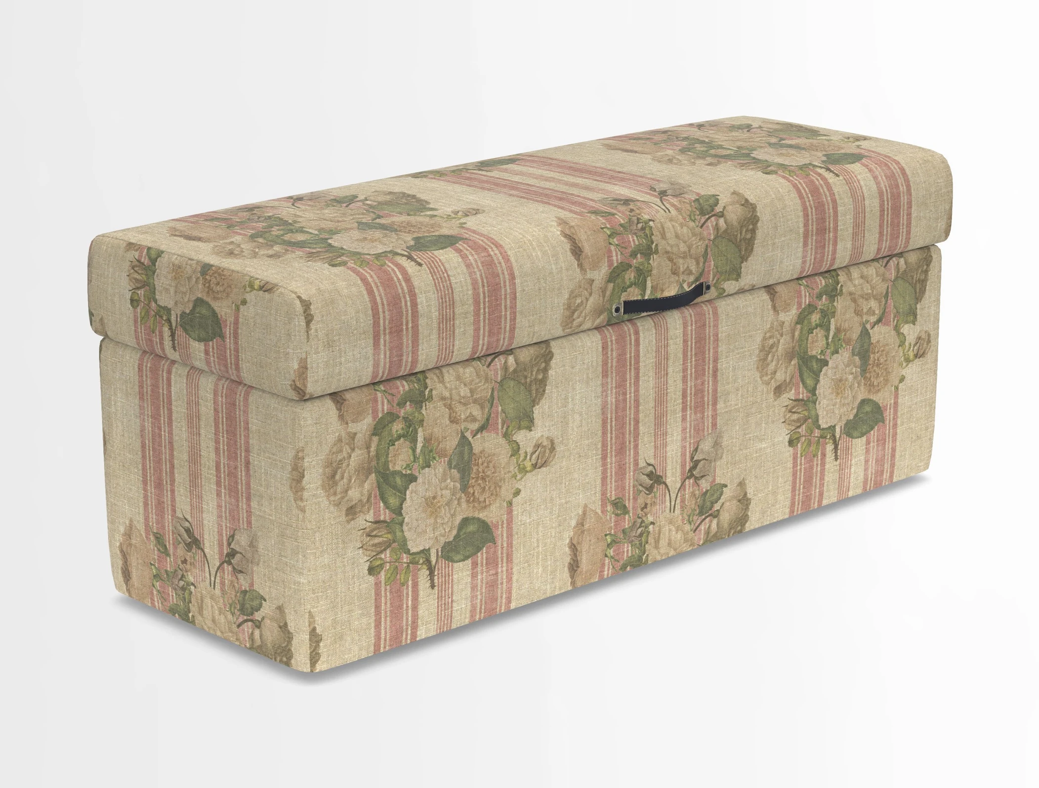 Birdham medium blanket box in Spill Resistant Gertrude Jekyll Ornamental Duck Egg and Alwinton 3 seater sofa in Spill Resistant Sussex Stripe Mocha