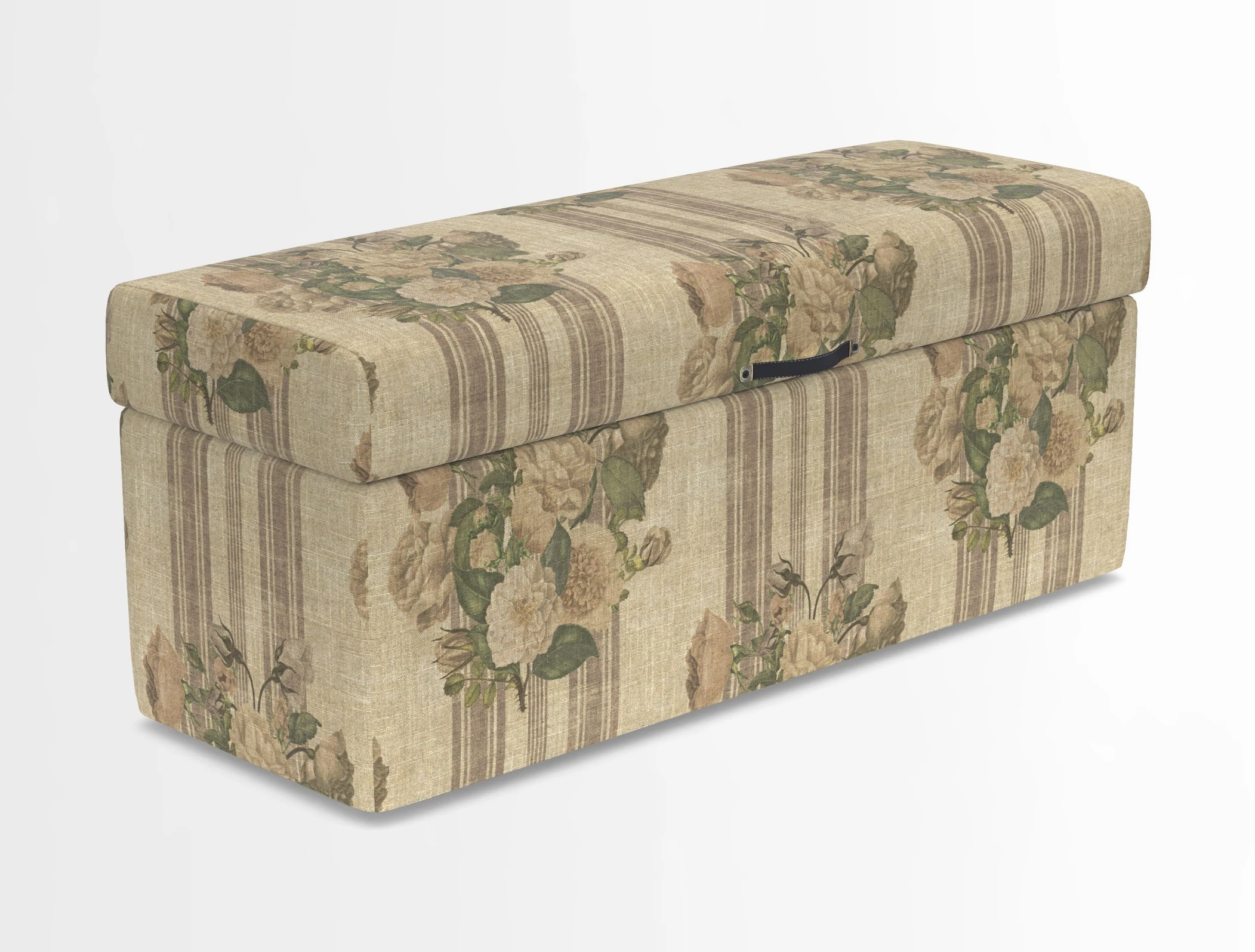 Birdham medium blanket box in Spill Resistant Gertrude Jekyll Ornamental Duck Egg and Alwinton 3 seater sofa in Spill Resistant Sussex Stripe Mocha