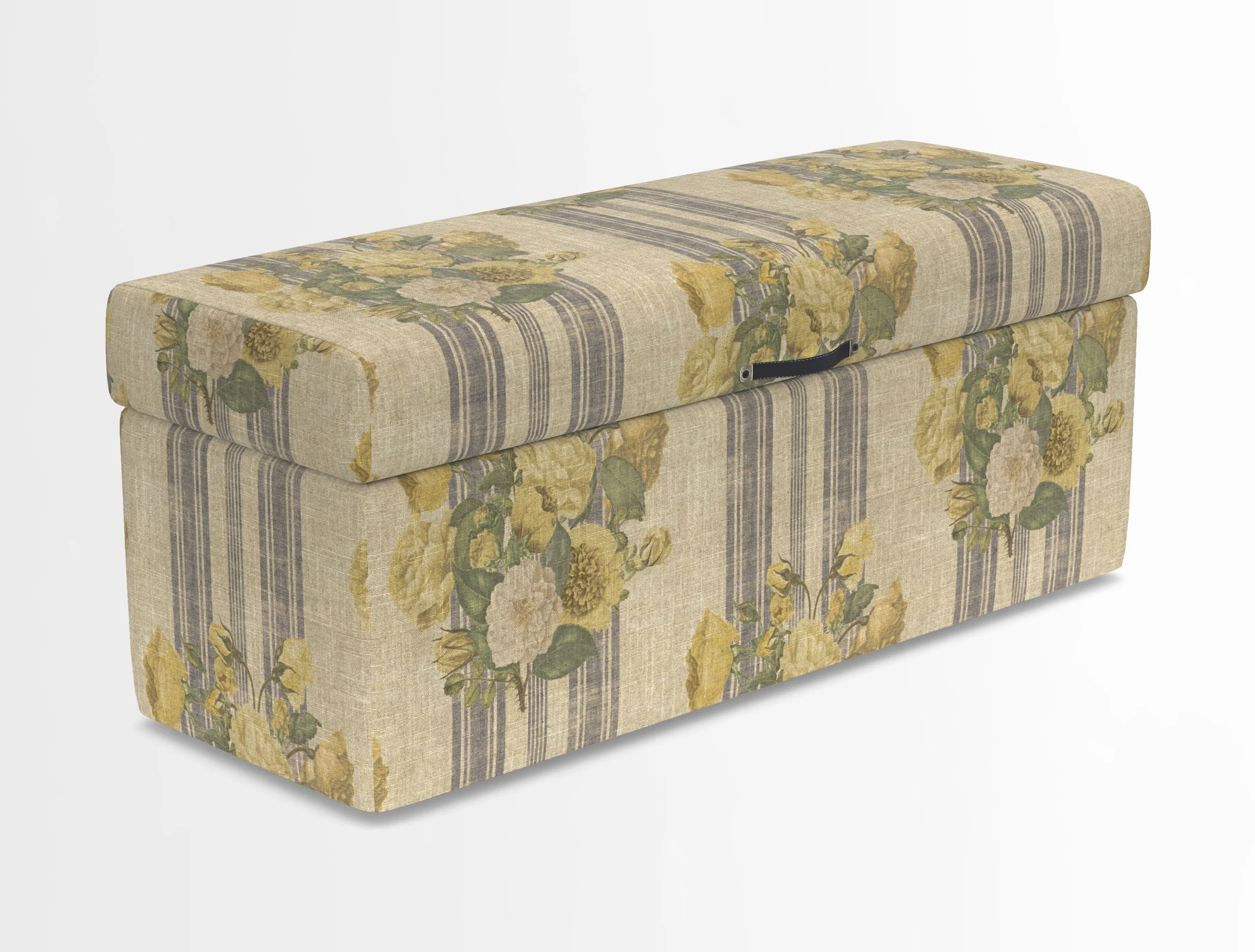 Birdham medium blanket box in Spill Resistant Gertrude Jekyll Ornamental Duck Egg and Alwinton 3 seater sofa in Spill Resistant Sussex Stripe Mocha