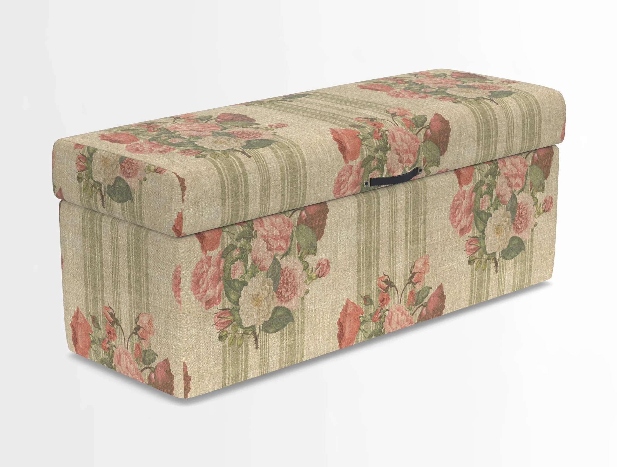 Birdham medium blanket box in Spill Resistant Gertrude Jekyll Ornamental Duck Egg and Alwinton 3 seater sofa in Spill Resistant Sussex Stripe Mocha