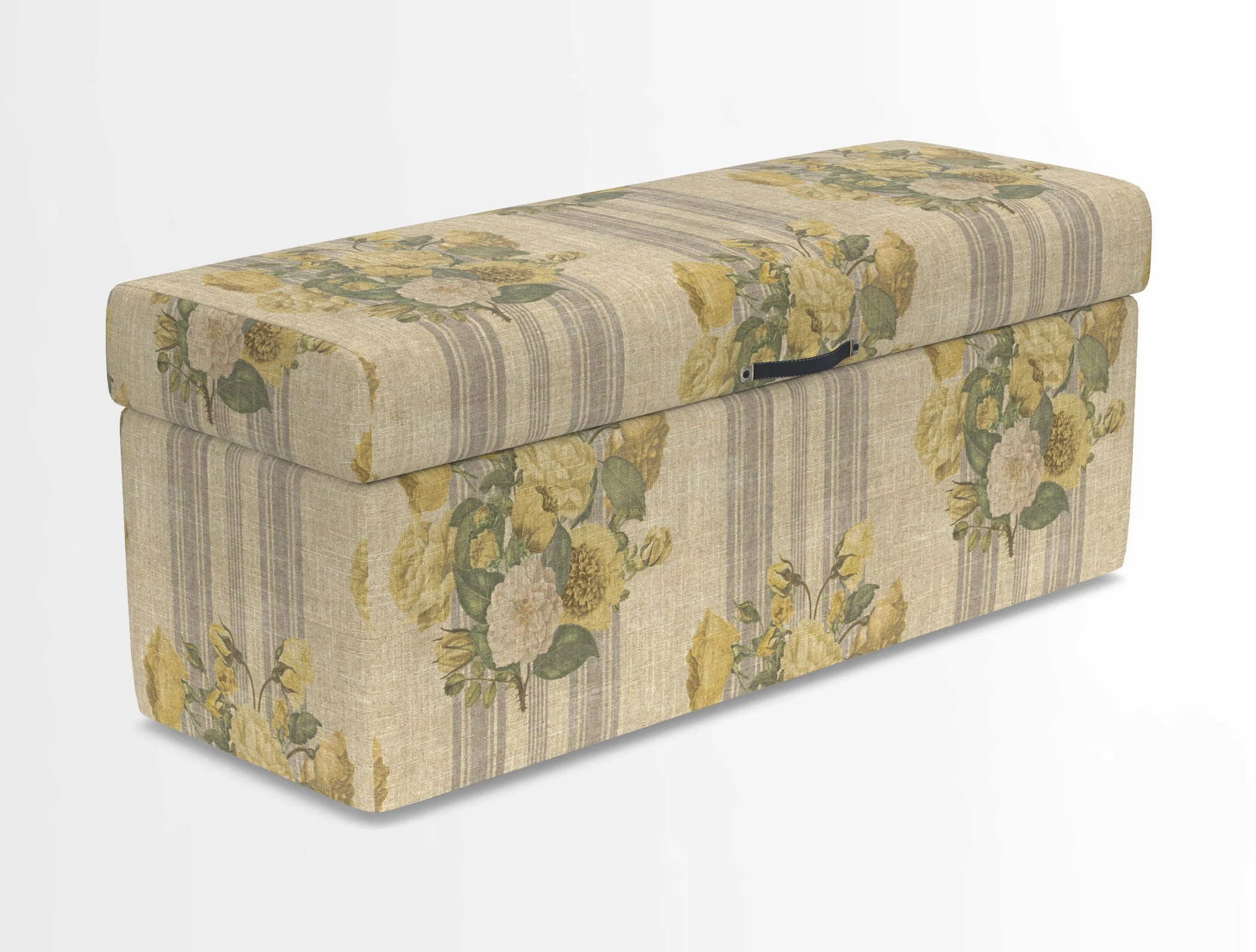 Birdham medium blanket box in Spill Resistant Gertrude Jekyll Ornamental Duck Egg and Alwinton 3 seater sofa in Spill Resistant Sussex Stripe Mocha