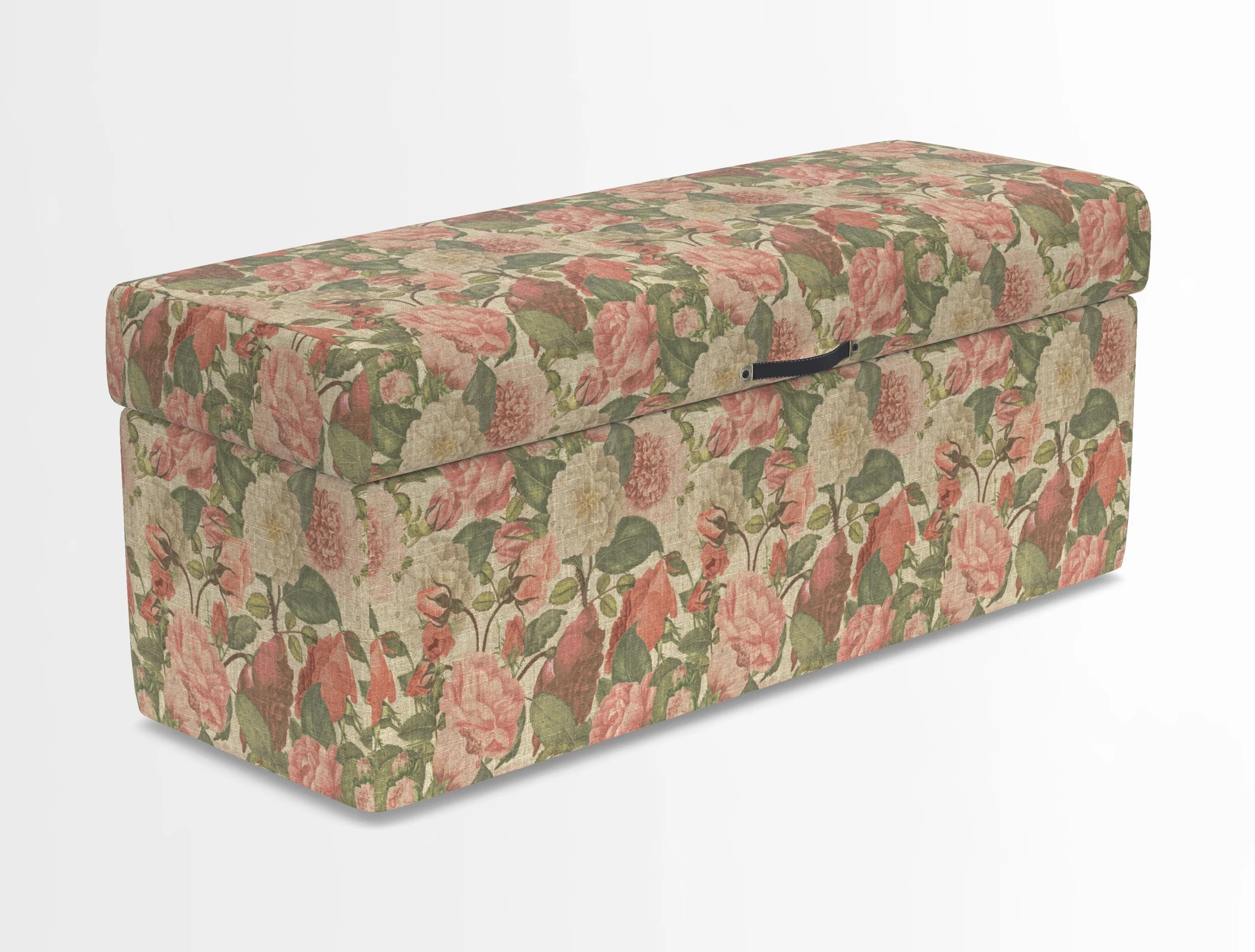 Birdham medium blanket box in Spill Resistant Gertrude Jekyll Ornamental Duck Egg and Alwinton 3 seater sofa in Spill Resistant Sussex Stripe Mocha