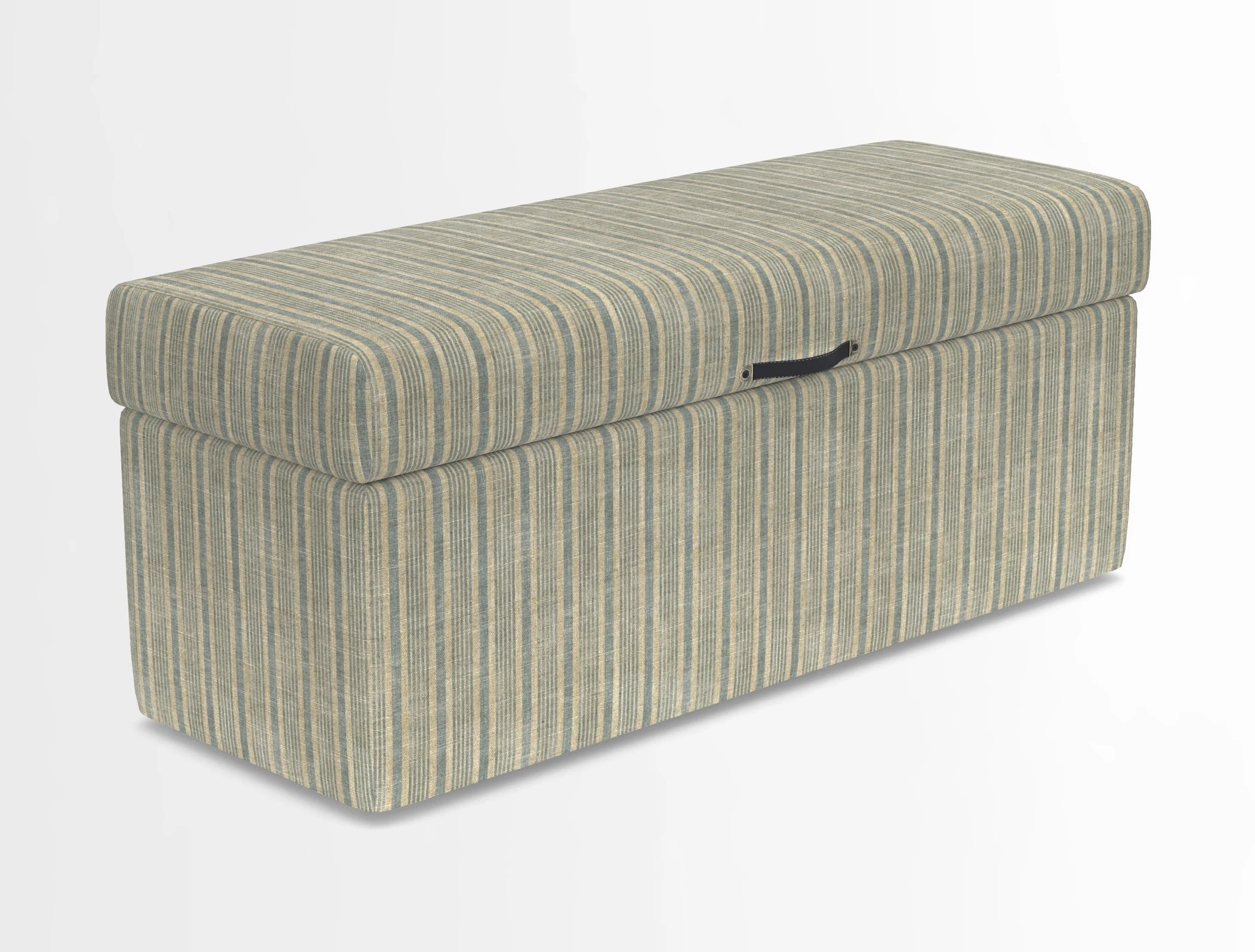 Birdham medium blanket box in Spill Resistant Gertrude Jekyll Ornamental Duck Egg and Alwinton 3 seater sofa in Spill Resistant Sussex Stripe Mocha