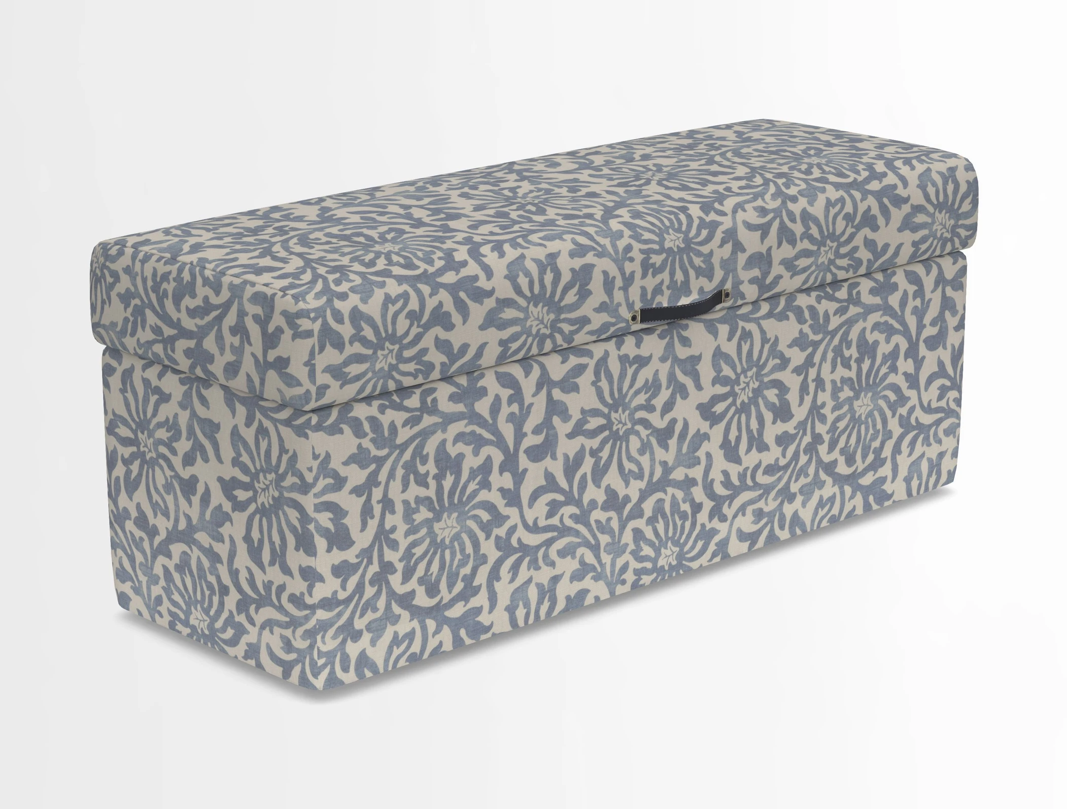 Birdham medium blanket box in Spill Resistant Gertrude Jekyll Ornamental Duck Egg and Alwinton 3 seater sofa in Spill Resistant Sussex Stripe Mocha