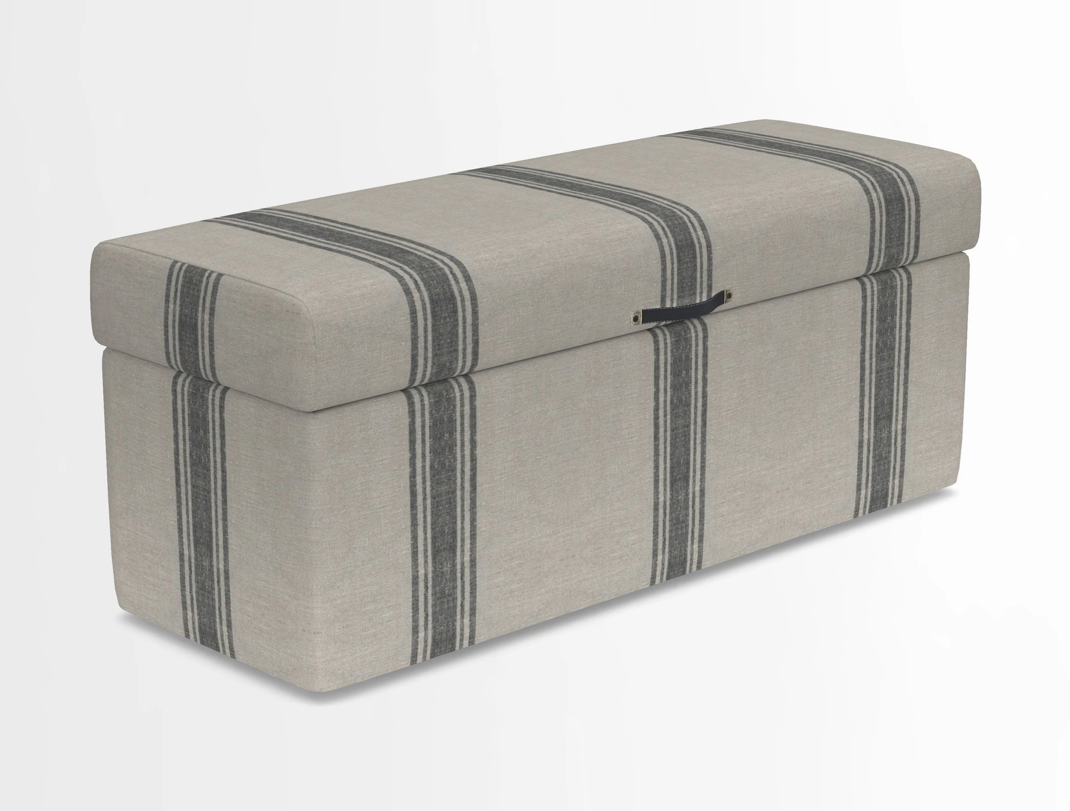 Birdham medium blanket box in Spill Resistant Gertrude Jekyll Ornamental Duck Egg and Alwinton 3 seater sofa in Spill Resistant Sussex Stripe Mocha