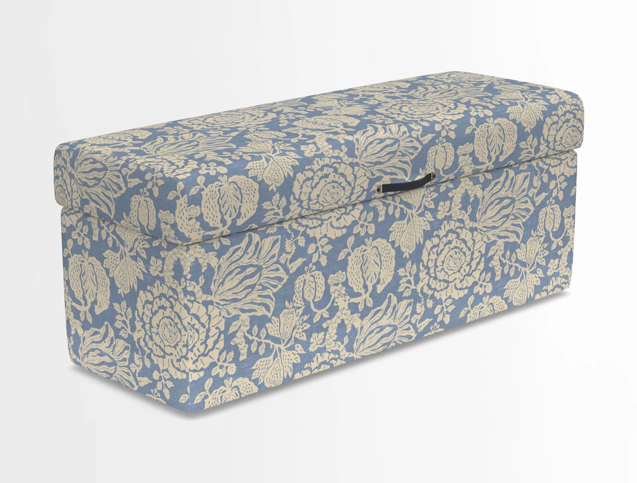 Birdham medium blanket box in Spill Resistant Gertrude Jekyll Ornamental Duck Egg and Alwinton 3 seater sofa in Spill Resistant Sussex Stripe Mocha