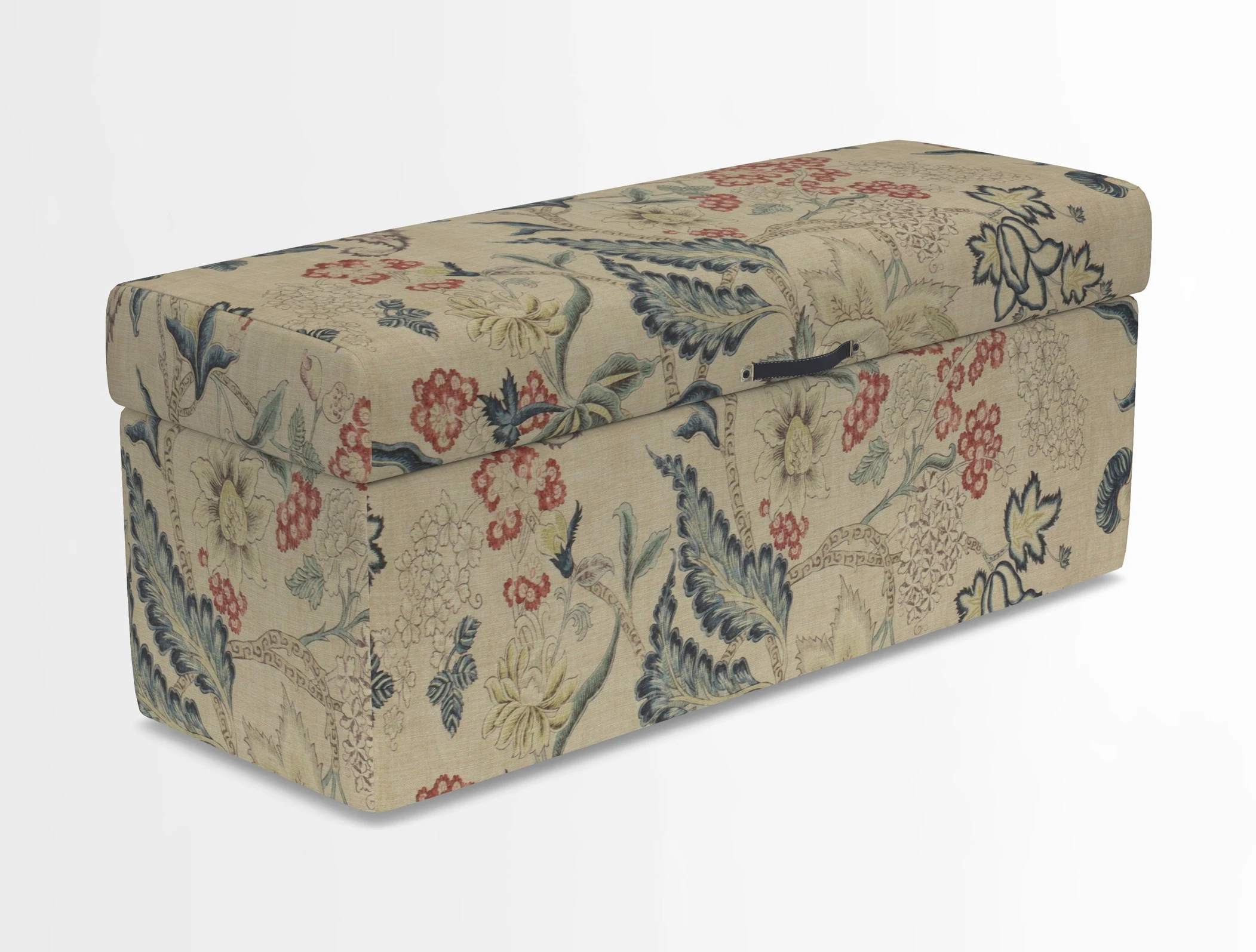 Birdham medium blanket box in Spill Resistant Gertrude Jekyll Ornamental Duck Egg and Alwinton 3 seater sofa in Spill Resistant Sussex Stripe Mocha