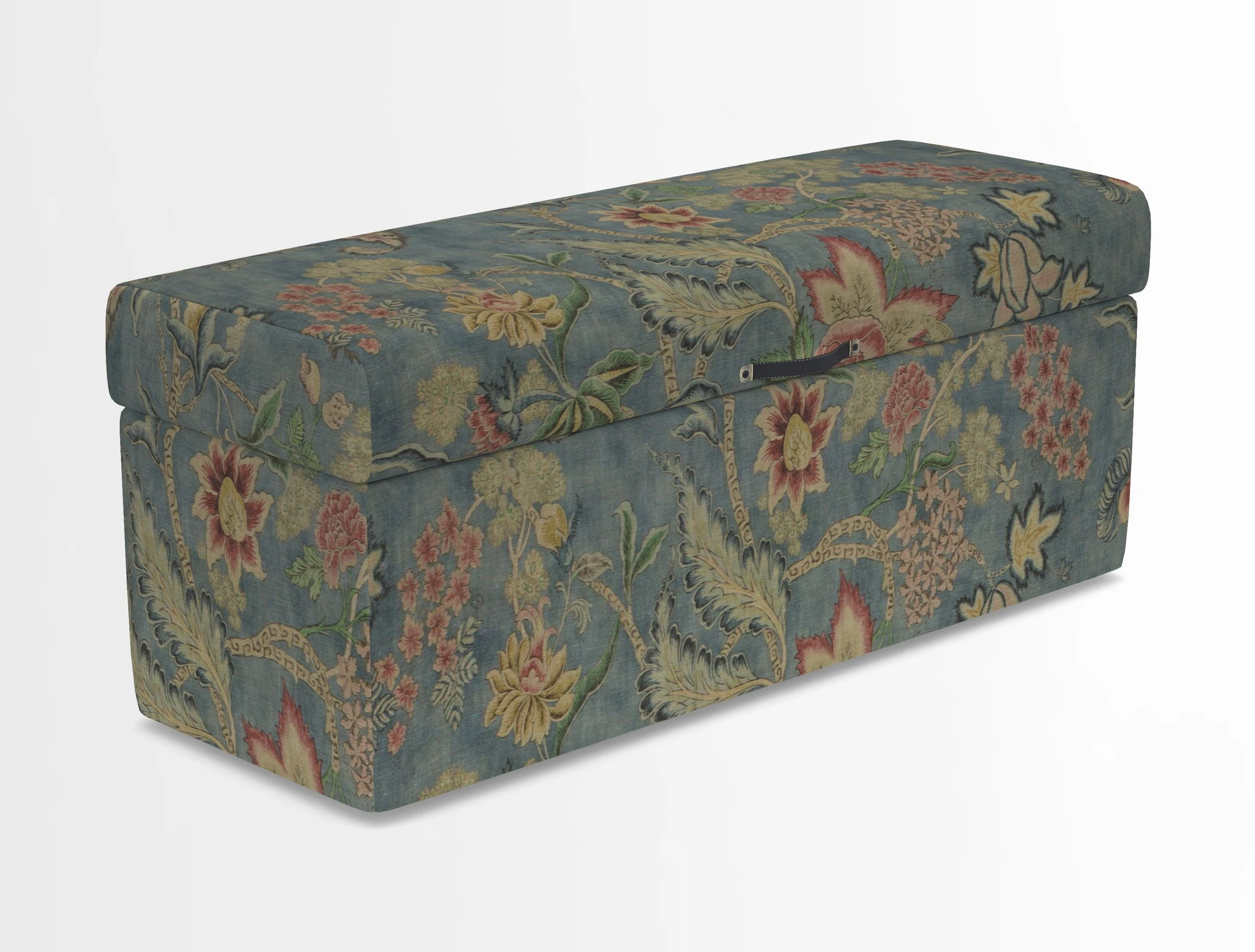 Birdham medium blanket box in Spill Resistant Gertrude Jekyll Ornamental Duck Egg and Alwinton 3 seater sofa in Spill Resistant Sussex Stripe Mocha