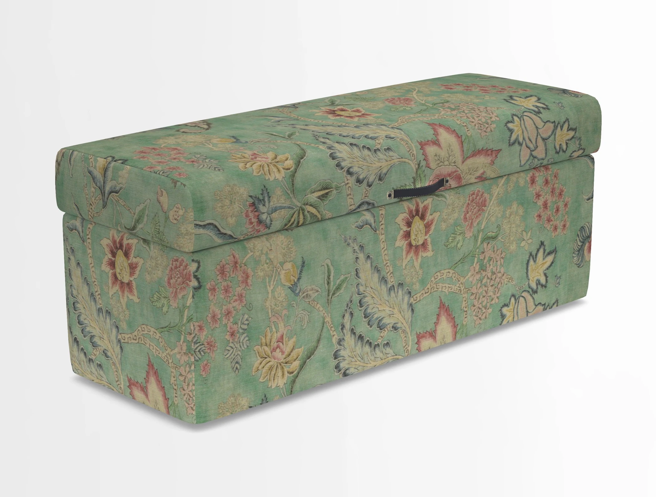 Birdham medium blanket box in Spill Resistant Gertrude Jekyll Ornamental Duck Egg and Alwinton 3 seater sofa in Spill Resistant Sussex Stripe Mocha