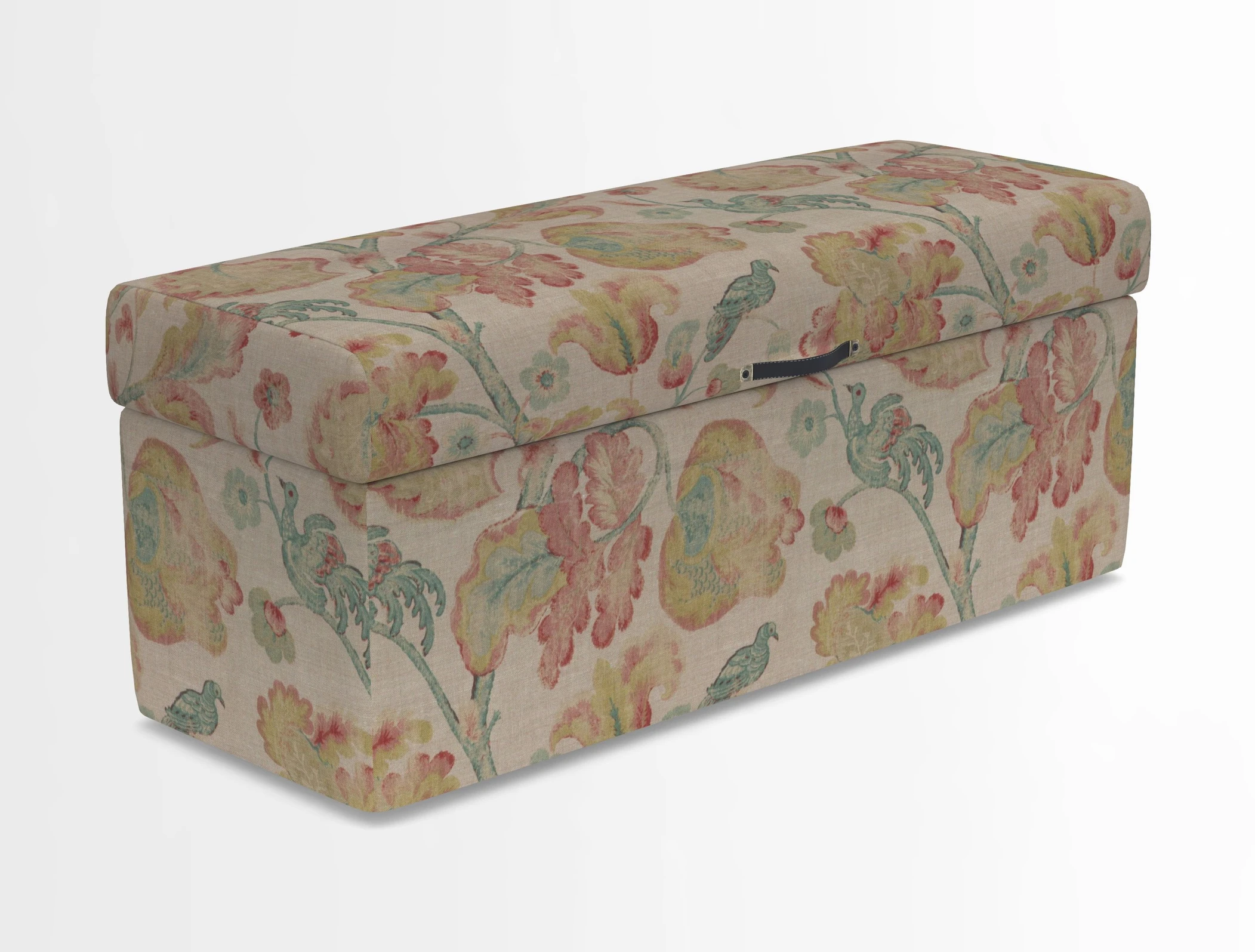 Birdham medium blanket box in Spill Resistant Gertrude Jekyll Ornamental Duck Egg and Alwinton 3 seater sofa in Spill Resistant Sussex Stripe Mocha