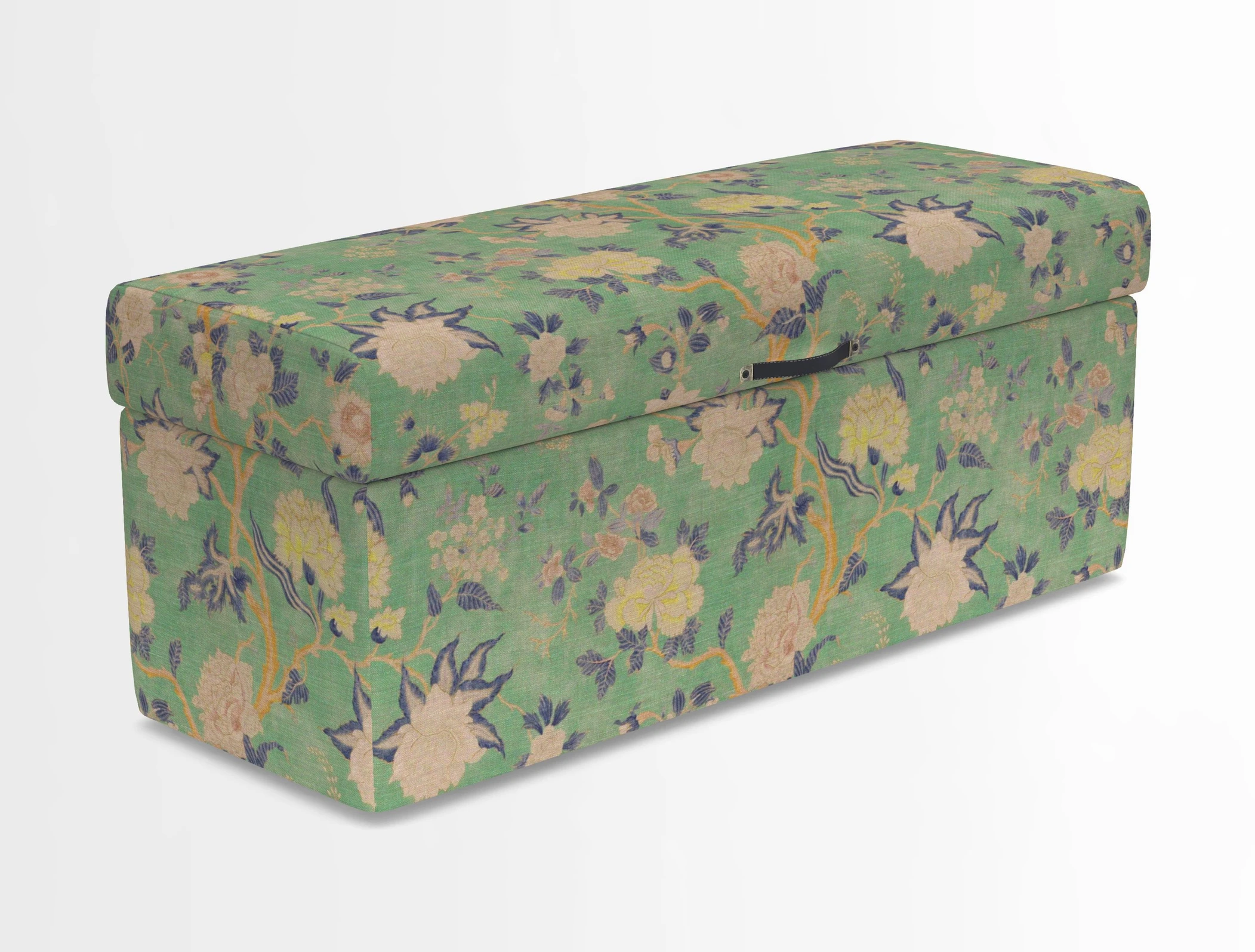 Birdham medium blanket box in Spill Resistant Gertrude Jekyll Ornamental Duck Egg and Alwinton 3 seater sofa in Spill Resistant Sussex Stripe Mocha