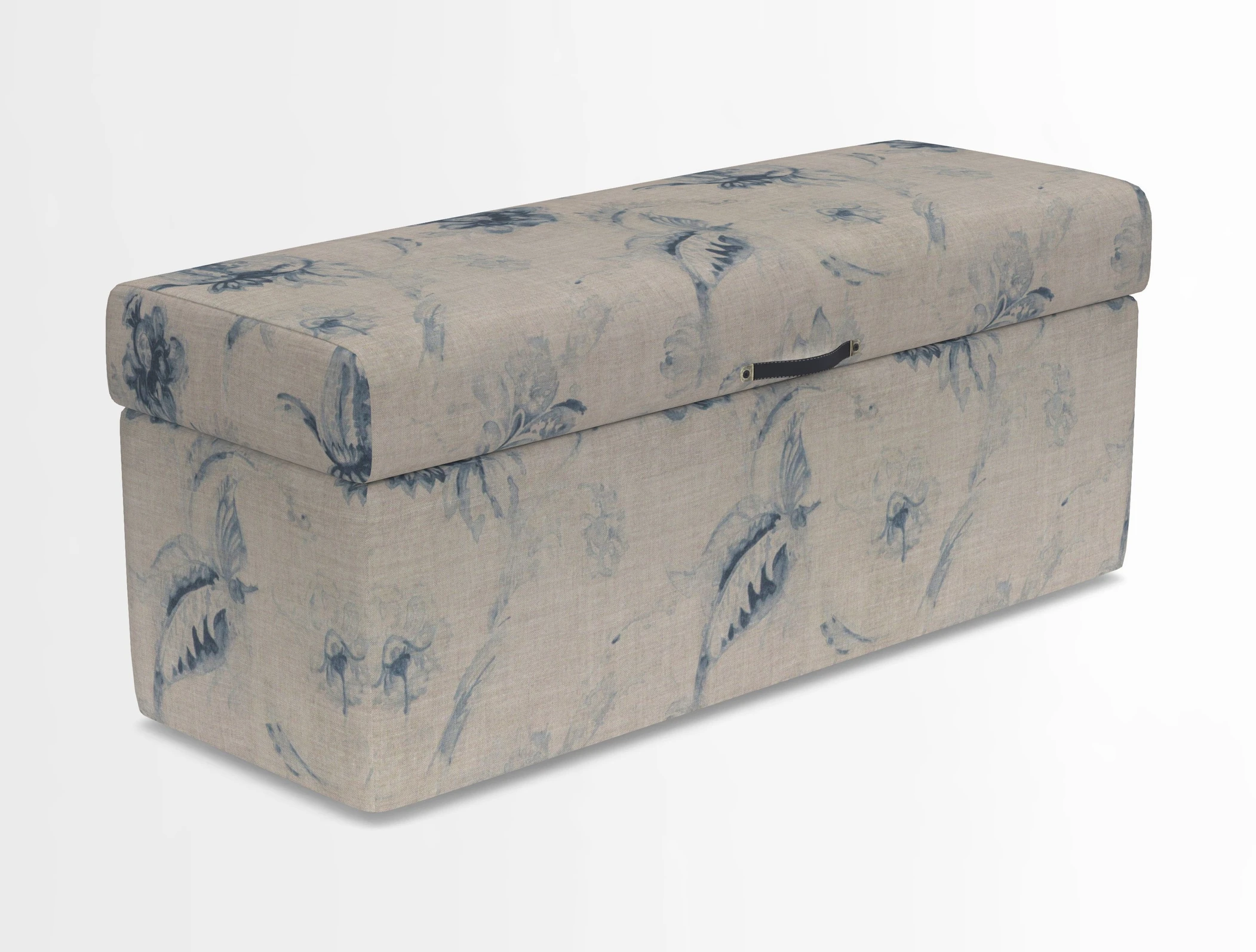 Birdham medium blanket box in Spill Resistant Gertrude Jekyll Ornamental Duck Egg and Alwinton 3 seater sofa in Spill Resistant Sussex Stripe Mocha
