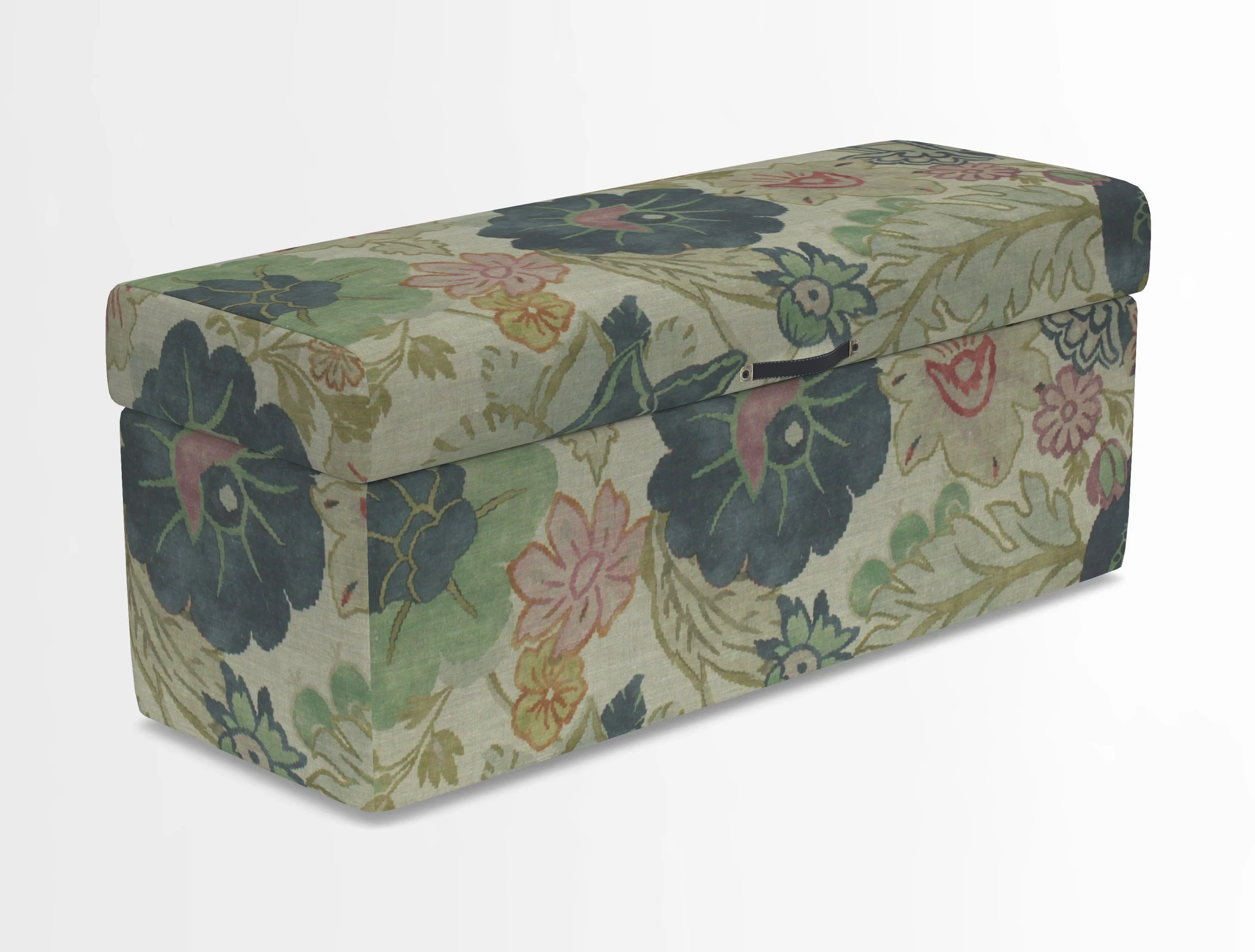 Birdham medium blanket box in Spill Resistant Gertrude Jekyll Ornamental Duck Egg and Alwinton 3 seater sofa in Spill Resistant Sussex Stripe Mocha