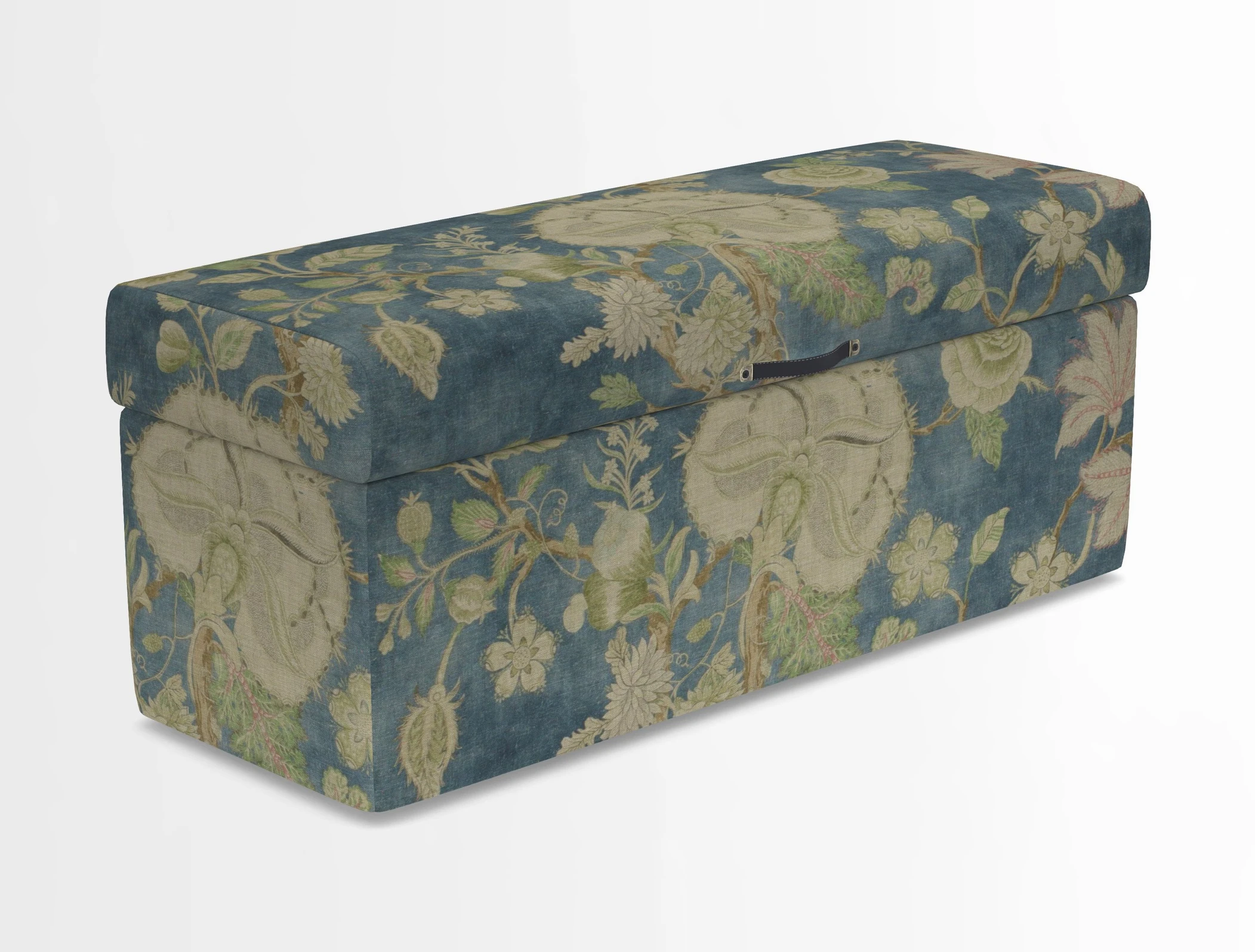 Birdham medium blanket box in Spill Resistant Gertrude Jekyll Ornamental Duck Egg and Alwinton 3 seater sofa in Spill Resistant Sussex Stripe Mocha
