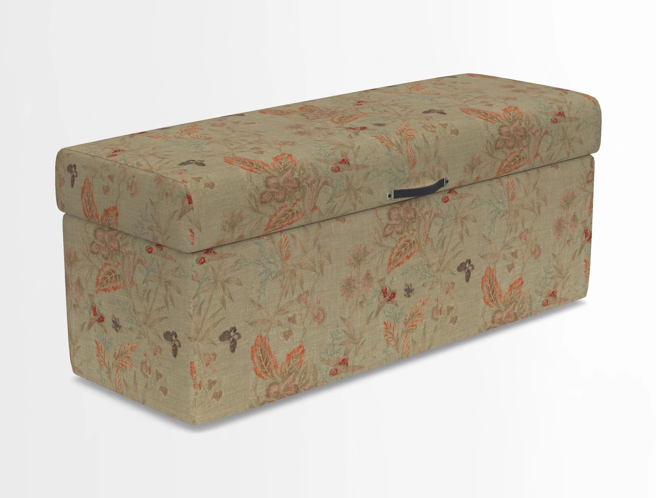 Birdham medium blanket box in Spill Resistant Gertrude Jekyll Ornamental Duck Egg and Alwinton 3 seater sofa in Spill Resistant Sussex Stripe Mocha