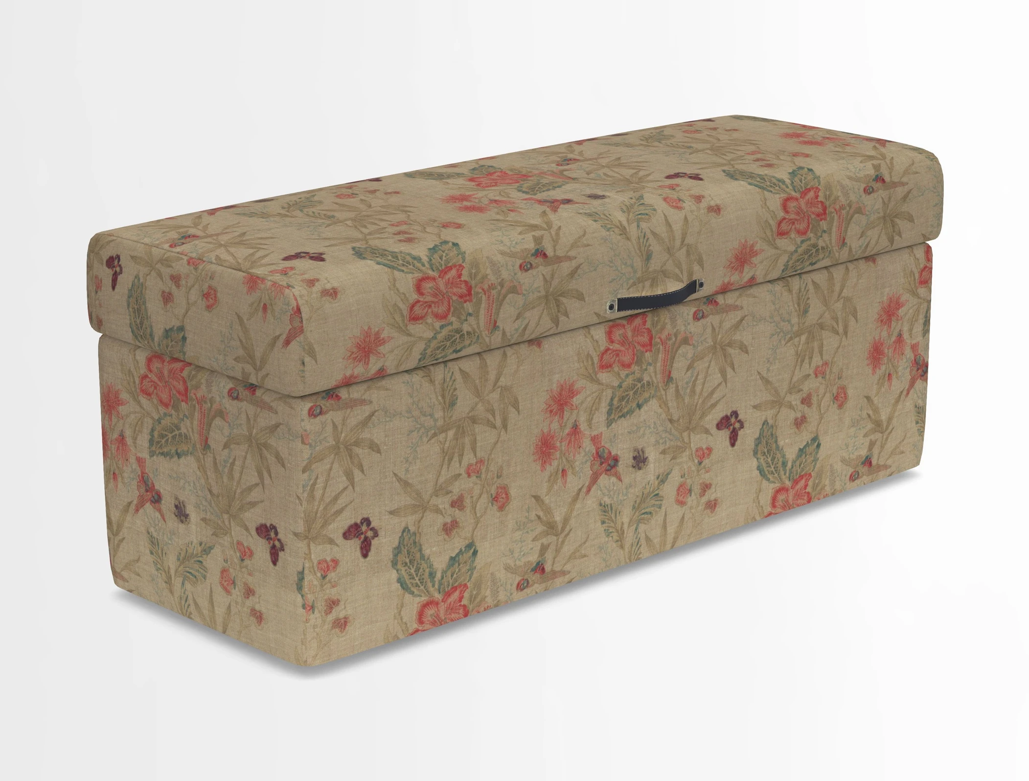 Birdham medium blanket box in Spill Resistant Gertrude Jekyll Ornamental Duck Egg and Alwinton 3 seater sofa in Spill Resistant Sussex Stripe Mocha