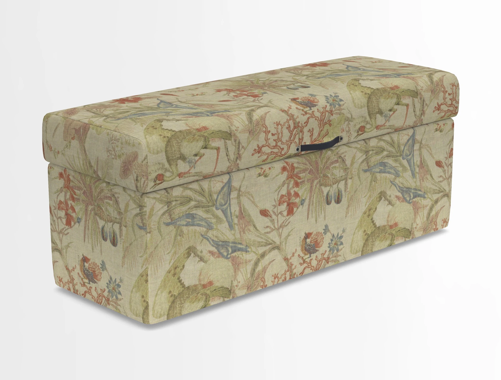 Birdham medium blanket box in Spill Resistant Gertrude Jekyll Ornamental Duck Egg and Alwinton 3 seater sofa in Spill Resistant Sussex Stripe Mocha