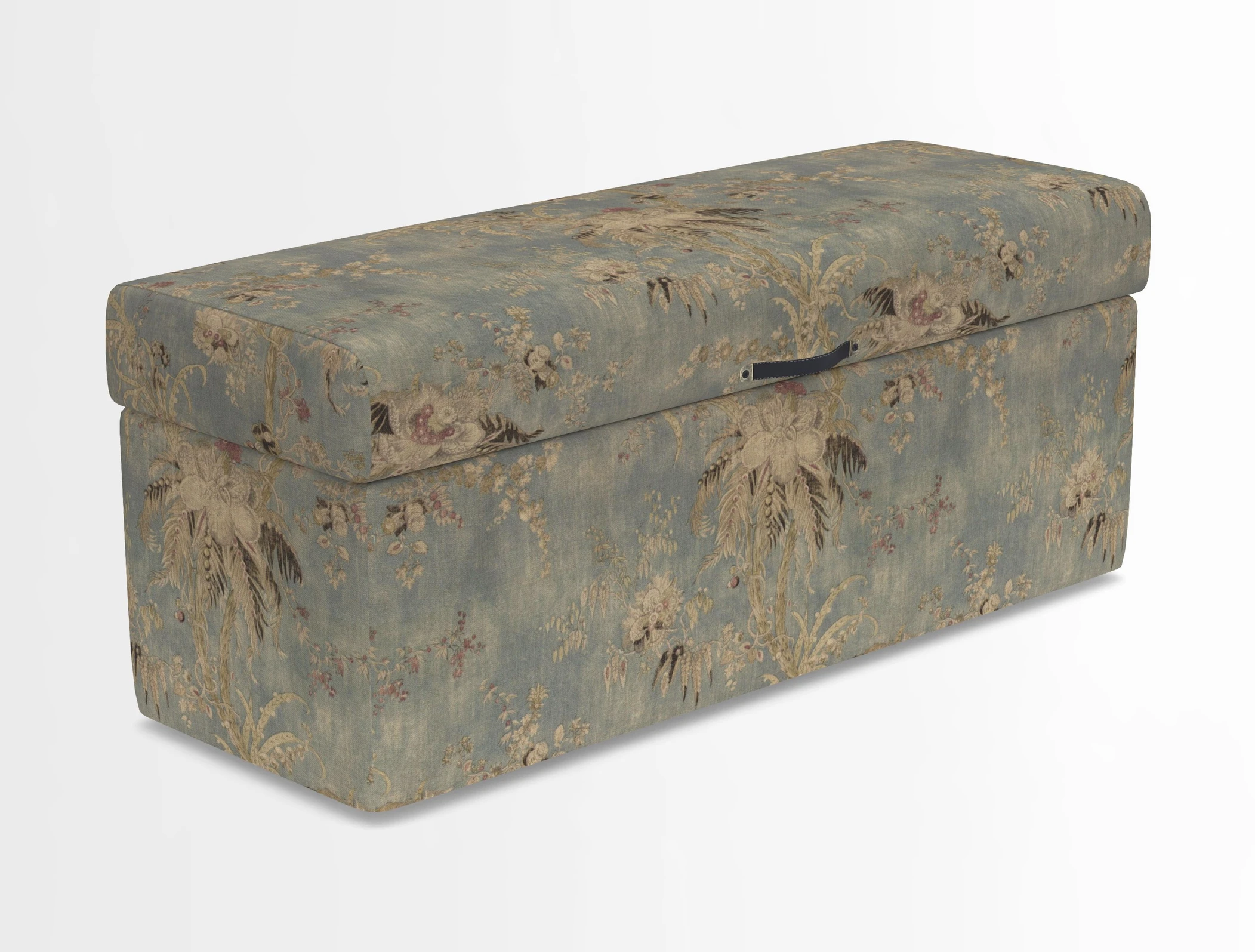 Birdham medium blanket box in Spill Resistant Gertrude Jekyll Ornamental Duck Egg and Alwinton 3 seater sofa in Spill Resistant Sussex Stripe Mocha
