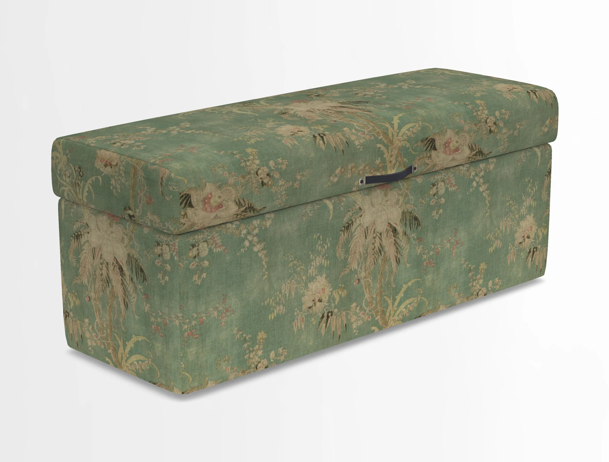Birdham medium blanket box in Spill Resistant Gertrude Jekyll Ornamental Duck Egg and Alwinton 3 seater sofa in Spill Resistant Sussex Stripe Mocha