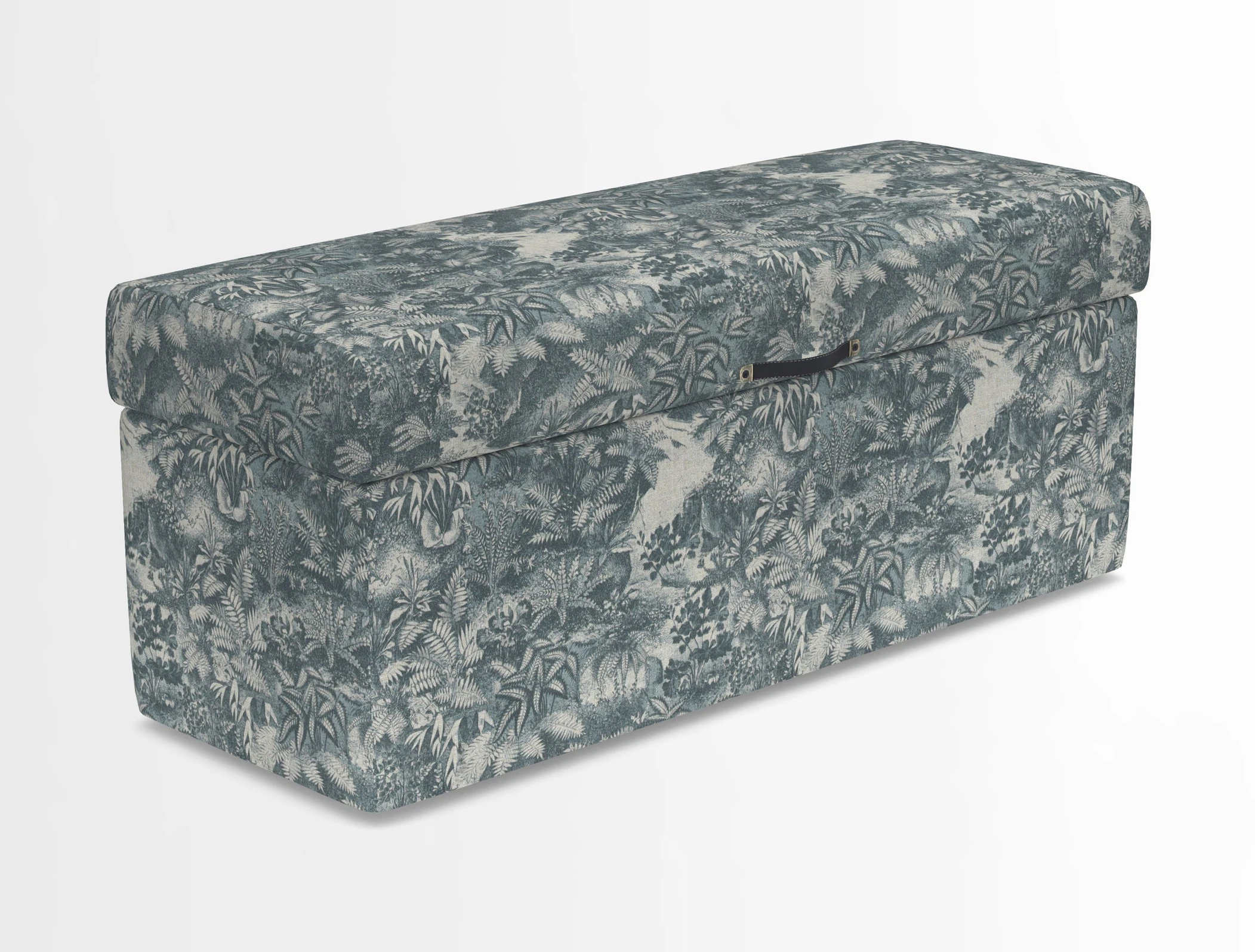 Birdham medium blanket box in Spill Resistant Gertrude Jekyll Ornamental Duck Egg and Alwinton 3 seater sofa in Spill Resistant Sussex Stripe Mocha