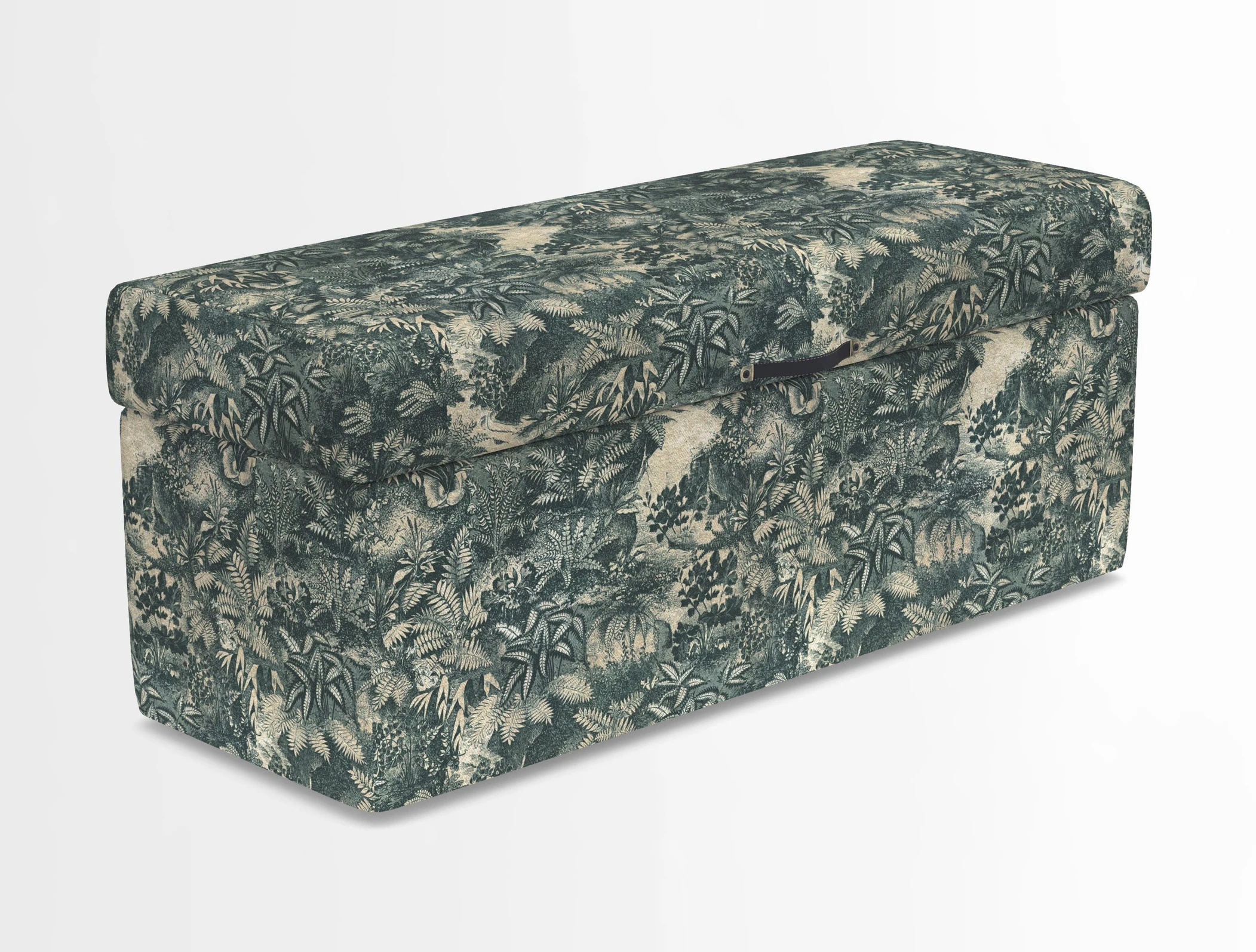 Birdham medium blanket box in Spill Resistant Gertrude Jekyll Ornamental Duck Egg and Alwinton 3 seater sofa in Spill Resistant Sussex Stripe Mocha