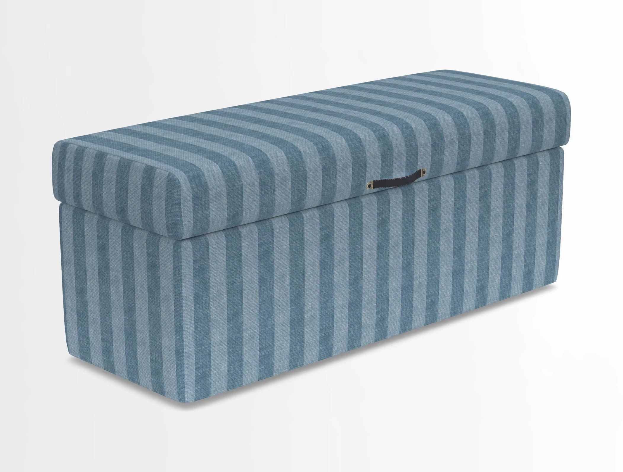 Birdham medium blanket box in Spill Resistant Gertrude Jekyll Ornamental Duck Egg and Alwinton 3 seater sofa in Spill Resistant Sussex Stripe Mocha
