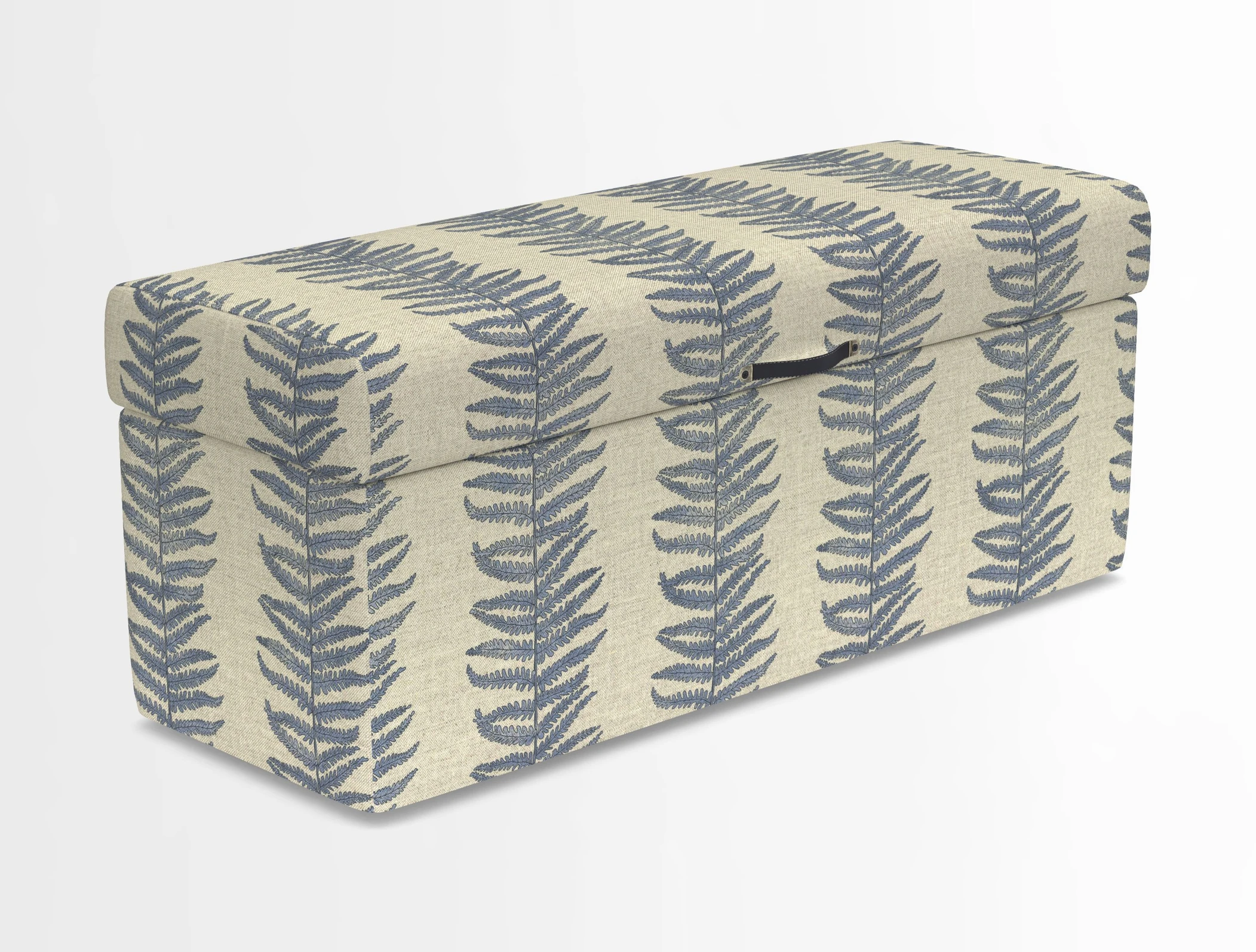 Birdham medium blanket box in Spill Resistant Gertrude Jekyll Ornamental Duck Egg and Alwinton 3 seater sofa in Spill Resistant Sussex Stripe Mocha