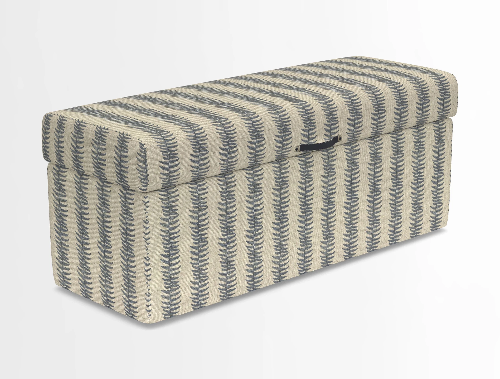 Birdham medium blanket box in Spill Resistant Gertrude Jekyll Ornamental Duck Egg and Alwinton 3 seater sofa in Spill Resistant Sussex Stripe Mocha