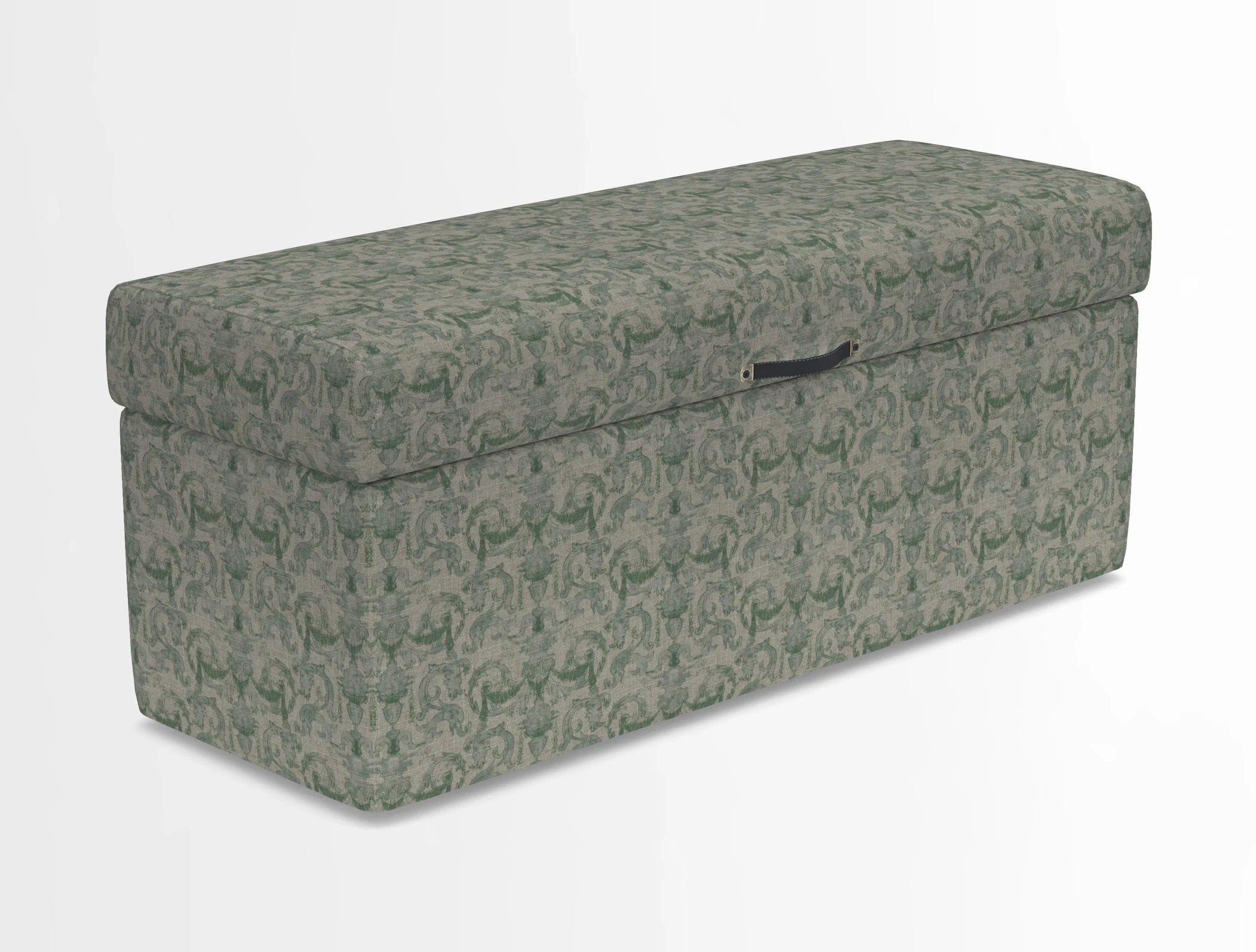 Birdham medium blanket box in Spill Resistant Gertrude Jekyll Ornamental Duck Egg and Alwinton 3 seater sofa in Spill Resistant Sussex Stripe Mocha