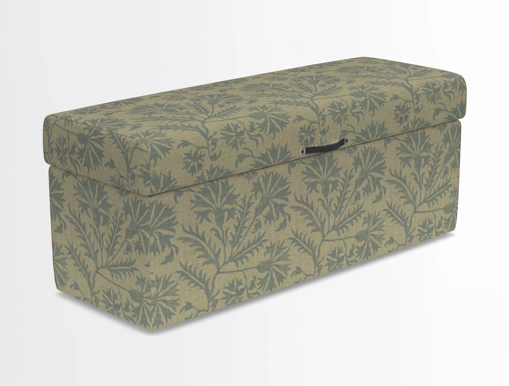 Birdham medium blanket box in Spill Resistant Gertrude Jekyll Ornamental Duck Egg and Alwinton 3 seater sofa in Spill Resistant Sussex Stripe Mocha