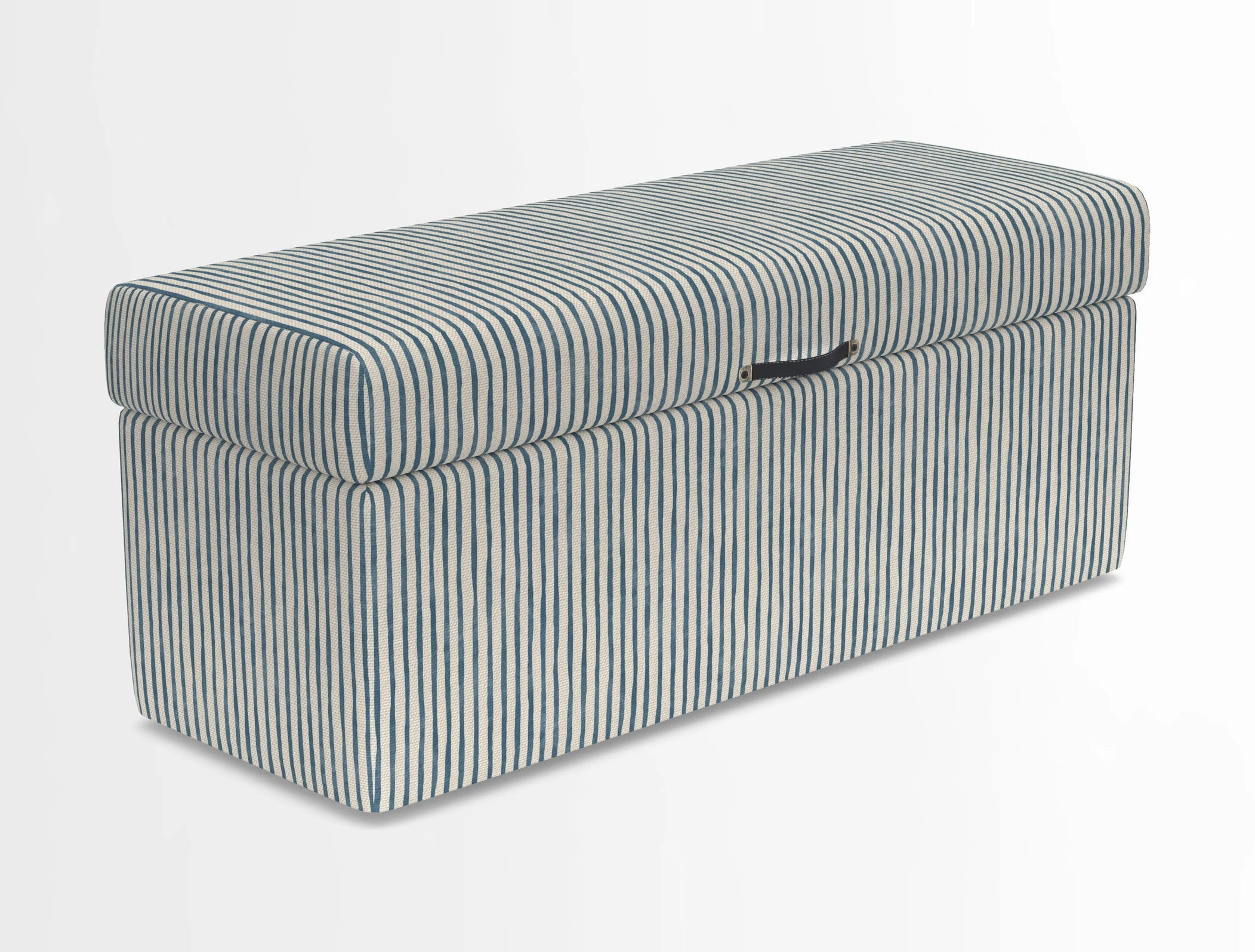 Birdham medium blanket box in Spill Resistant Gertrude Jekyll Ornamental Duck Egg and Alwinton 3 seater sofa in Spill Resistant Sussex Stripe Mocha