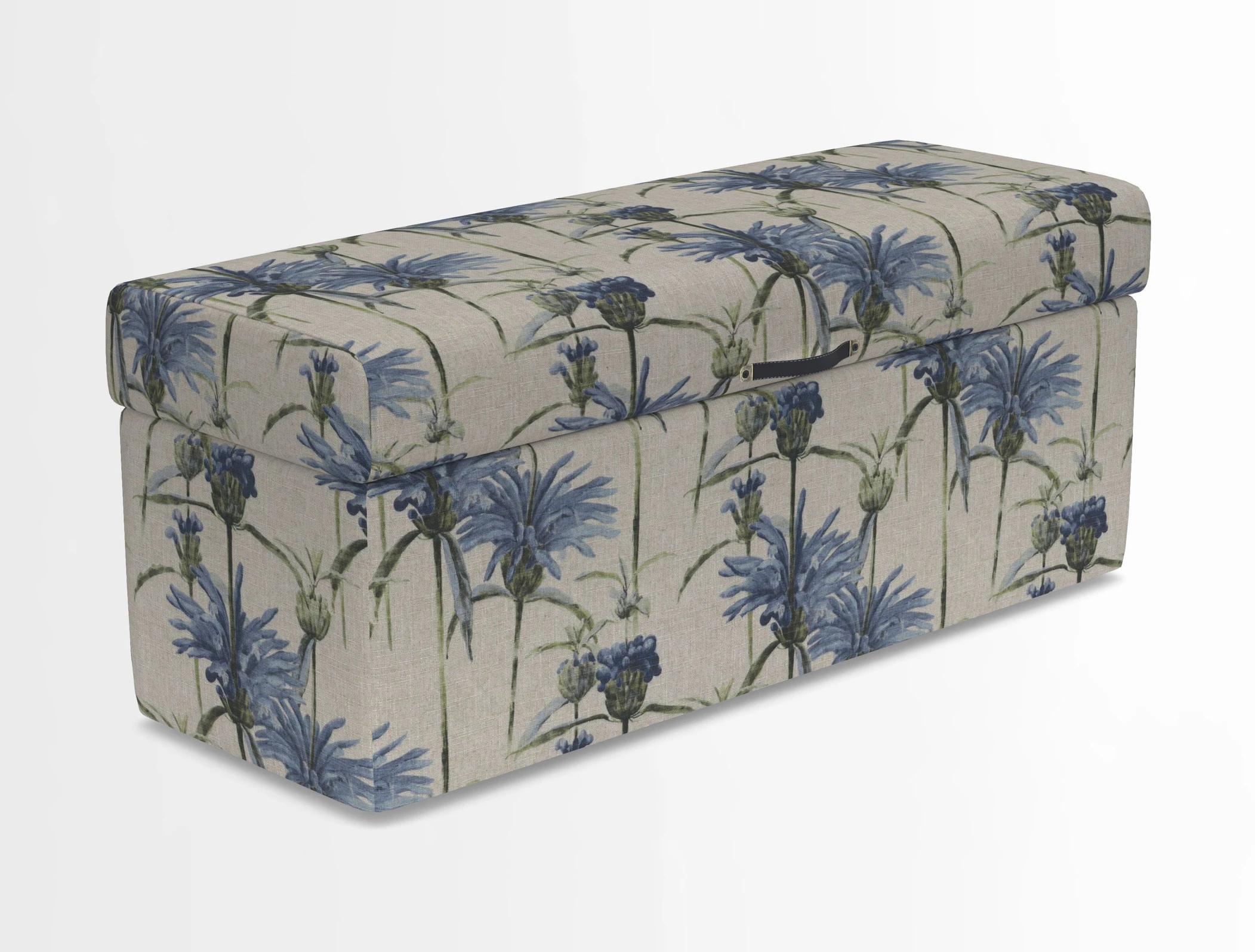 Birdham medium blanket box in Spill Resistant Gertrude Jekyll Ornamental Duck Egg and Alwinton 3 seater sofa in Spill Resistant Sussex Stripe Mocha