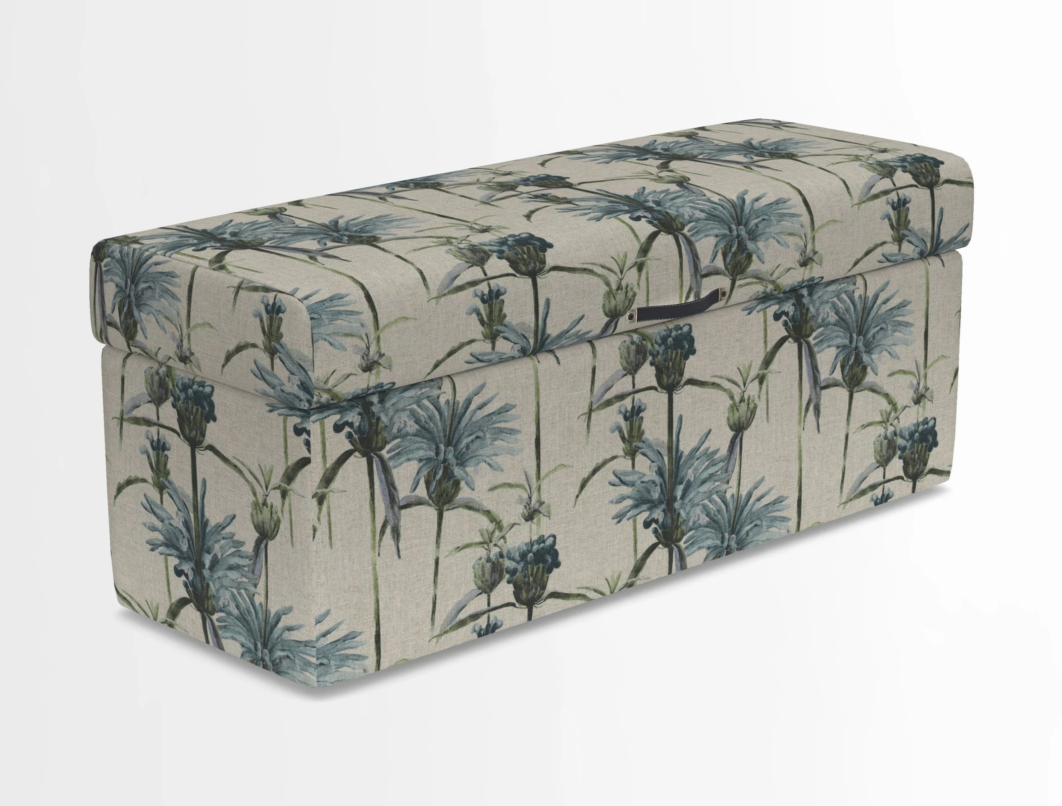 Birdham medium blanket box in Spill Resistant Gertrude Jekyll Ornamental Duck Egg and Alwinton 3 seater sofa in Spill Resistant Sussex Stripe Mocha