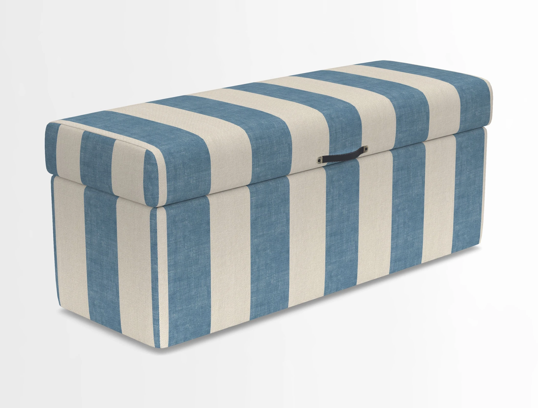 Birdham medium blanket box in Spill Resistant Gertrude Jekyll Ornamental Duck Egg and Alwinton 3 seater sofa in Spill Resistant Sussex Stripe Mocha
