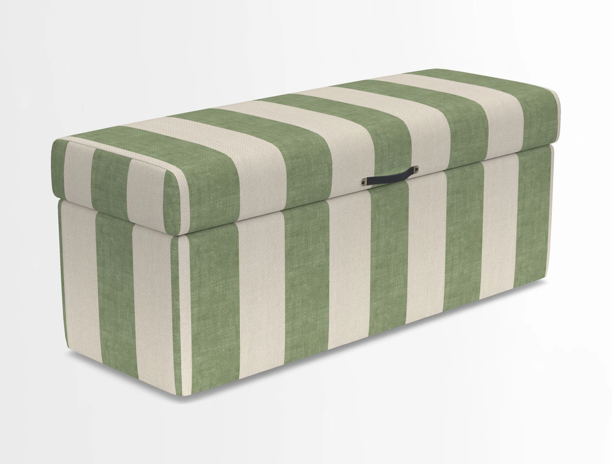 Birdham medium blanket box in Spill Resistant Gertrude Jekyll Ornamental Duck Egg and Alwinton 3 seater sofa in Spill Resistant Sussex Stripe Mocha