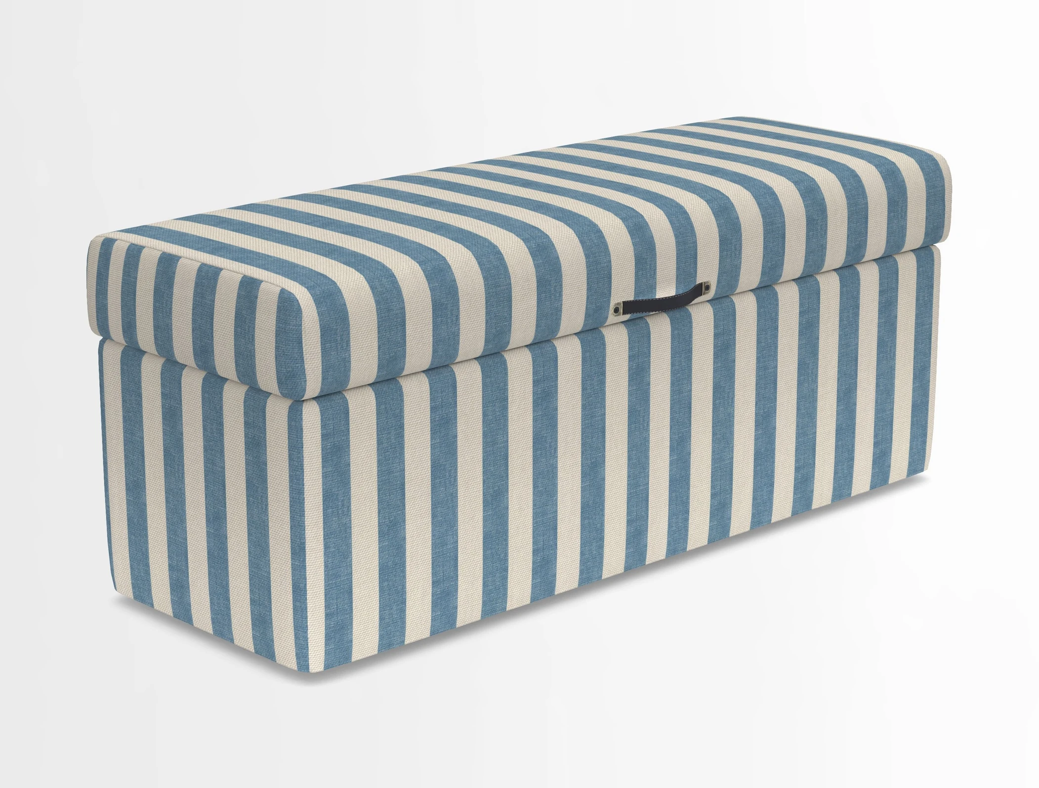 Birdham medium blanket box in Spill Resistant Gertrude Jekyll Ornamental Duck Egg and Alwinton 3 seater sofa in Spill Resistant Sussex Stripe Mocha
