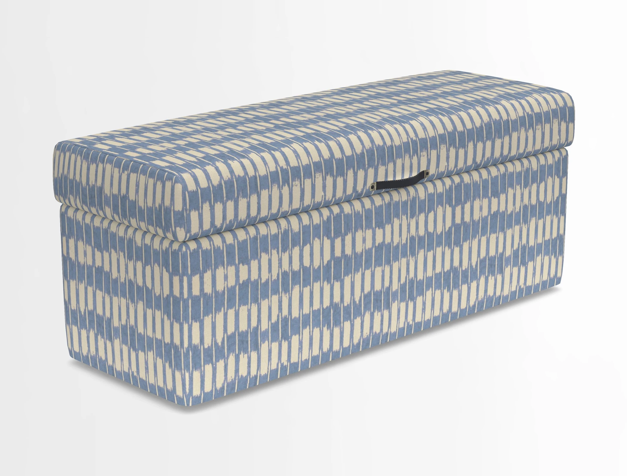 Birdham medium blanket box in Spill Resistant Gertrude Jekyll Ornamental Duck Egg and Alwinton 3 seater sofa in Spill Resistant Sussex Stripe Mocha