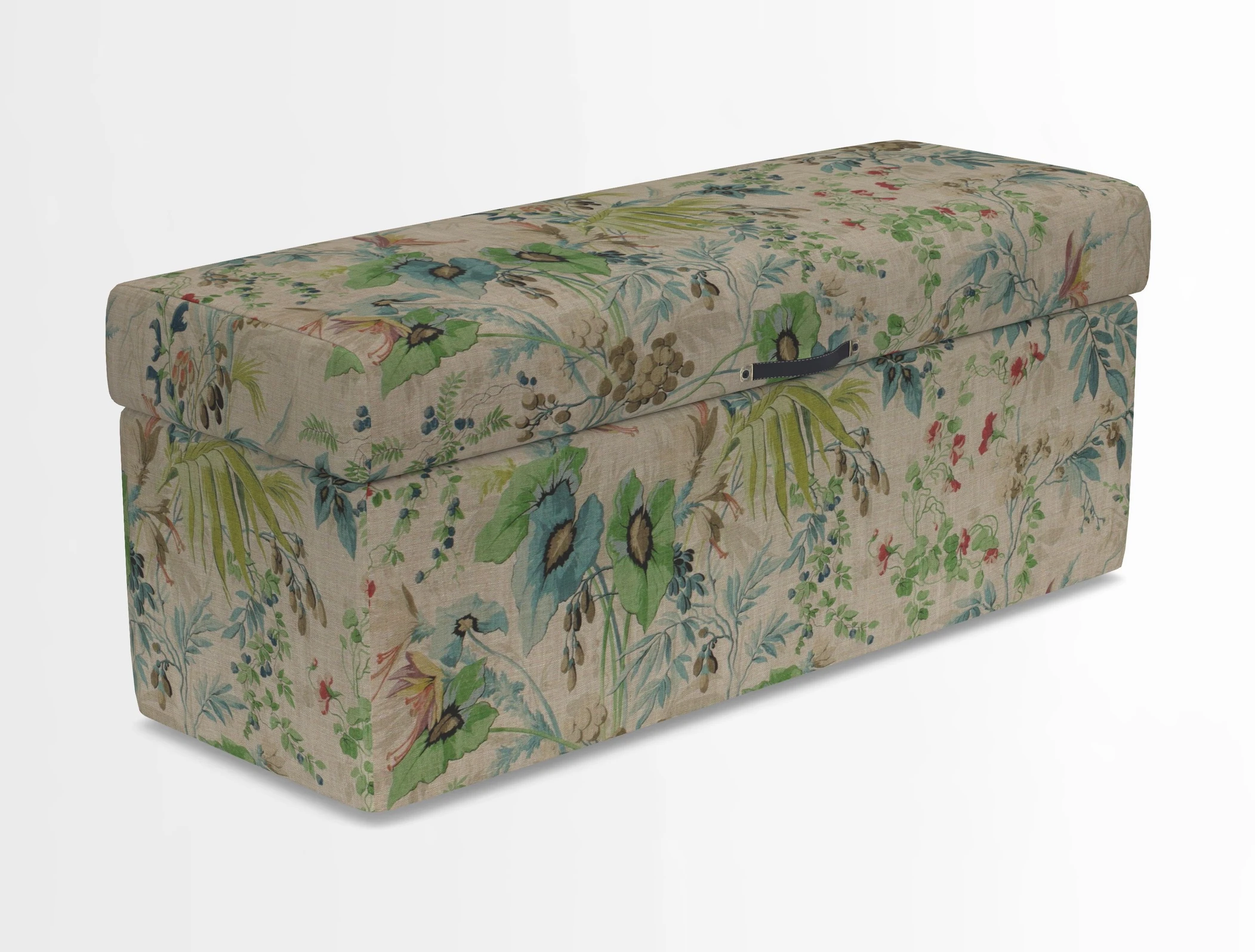 Birdham medium blanket box in Spill Resistant Gertrude Jekyll Ornamental Duck Egg and Alwinton 3 seater sofa in Spill Resistant Sussex Stripe Mocha