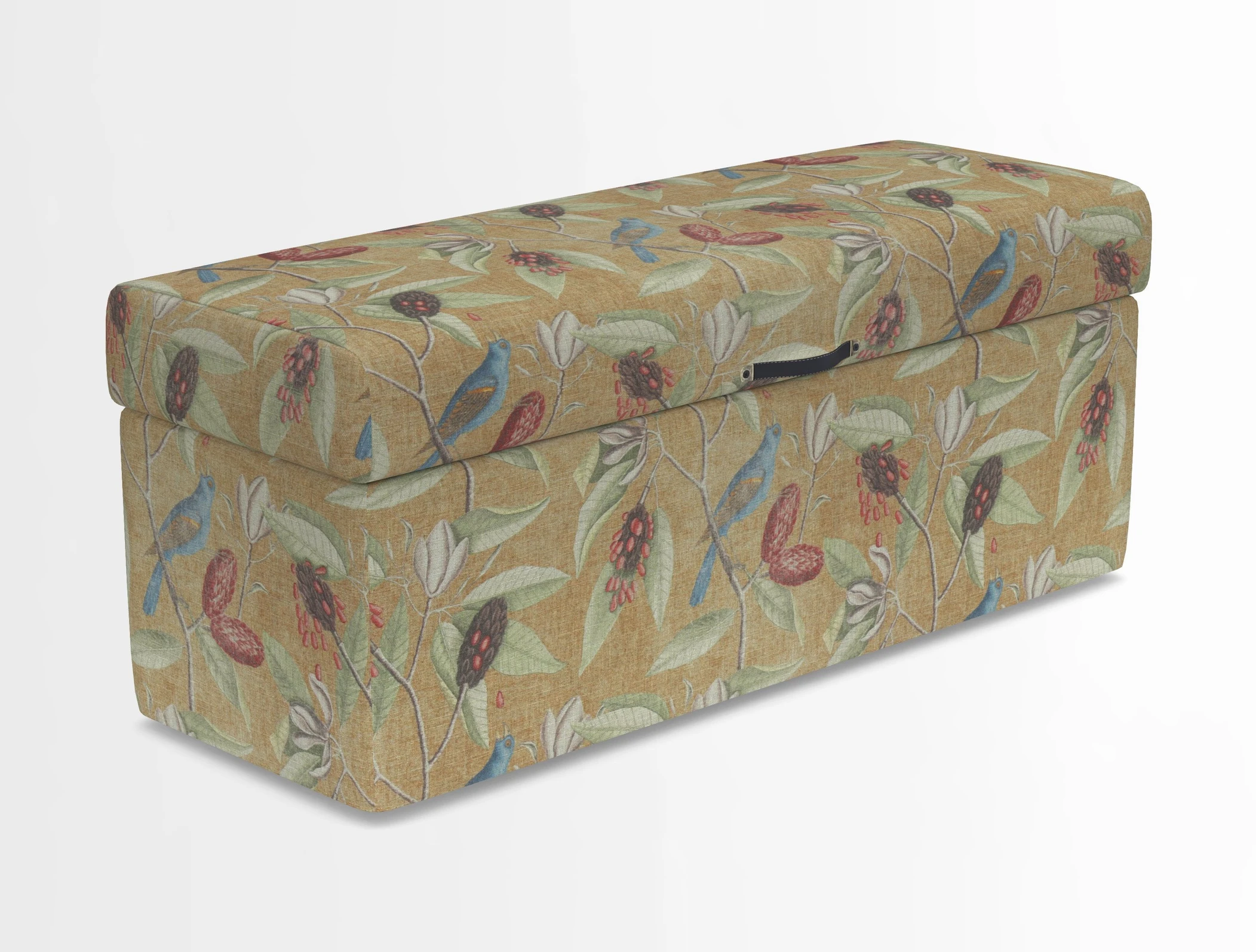 Birdham medium blanket box in Spill Resistant Gertrude Jekyll Ornamental Duck Egg and Alwinton 3 seater sofa in Spill Resistant Sussex Stripe Mocha