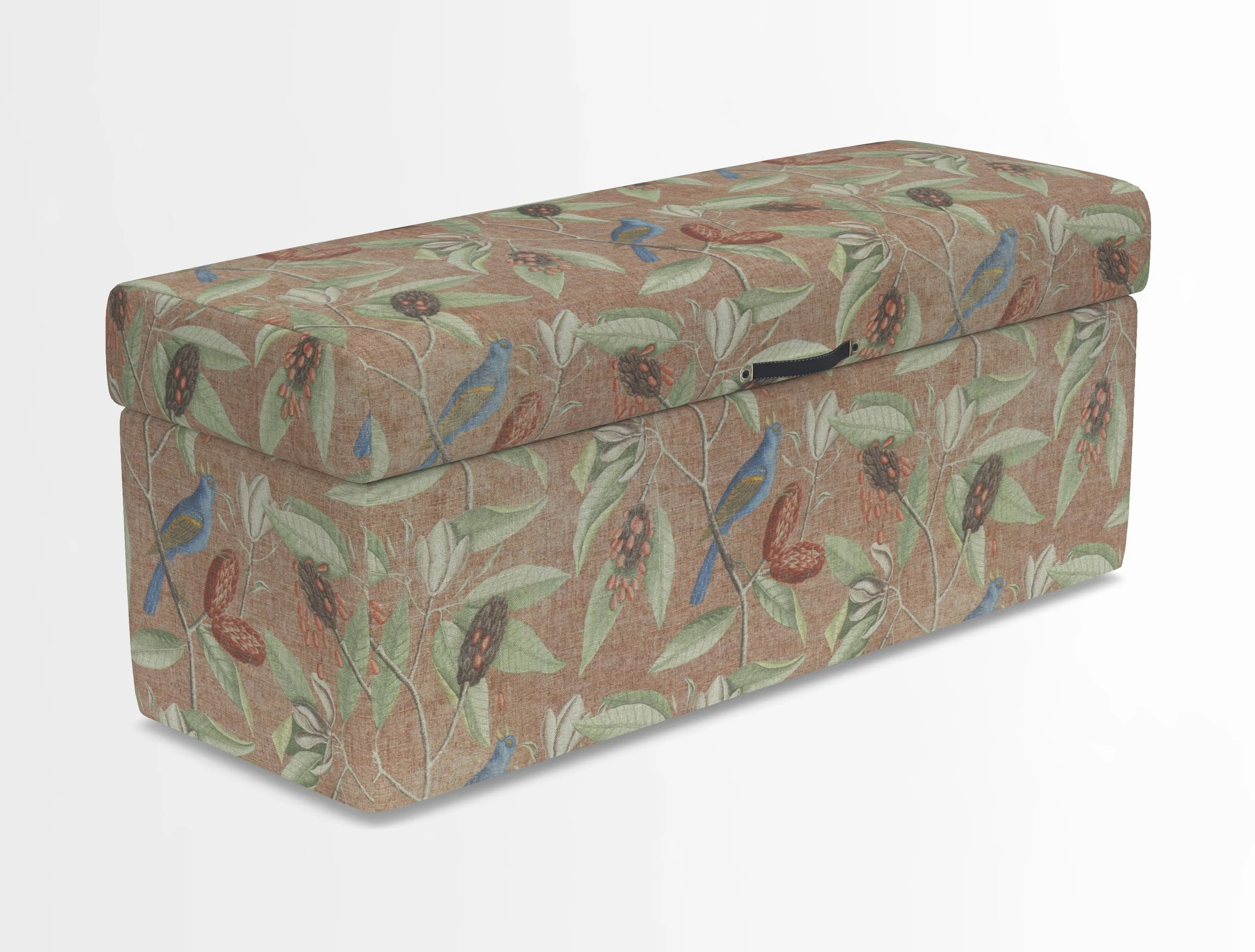 Birdham medium blanket box in Spill Resistant Gertrude Jekyll Ornamental Duck Egg and Alwinton 3 seater sofa in Spill Resistant Sussex Stripe Mocha